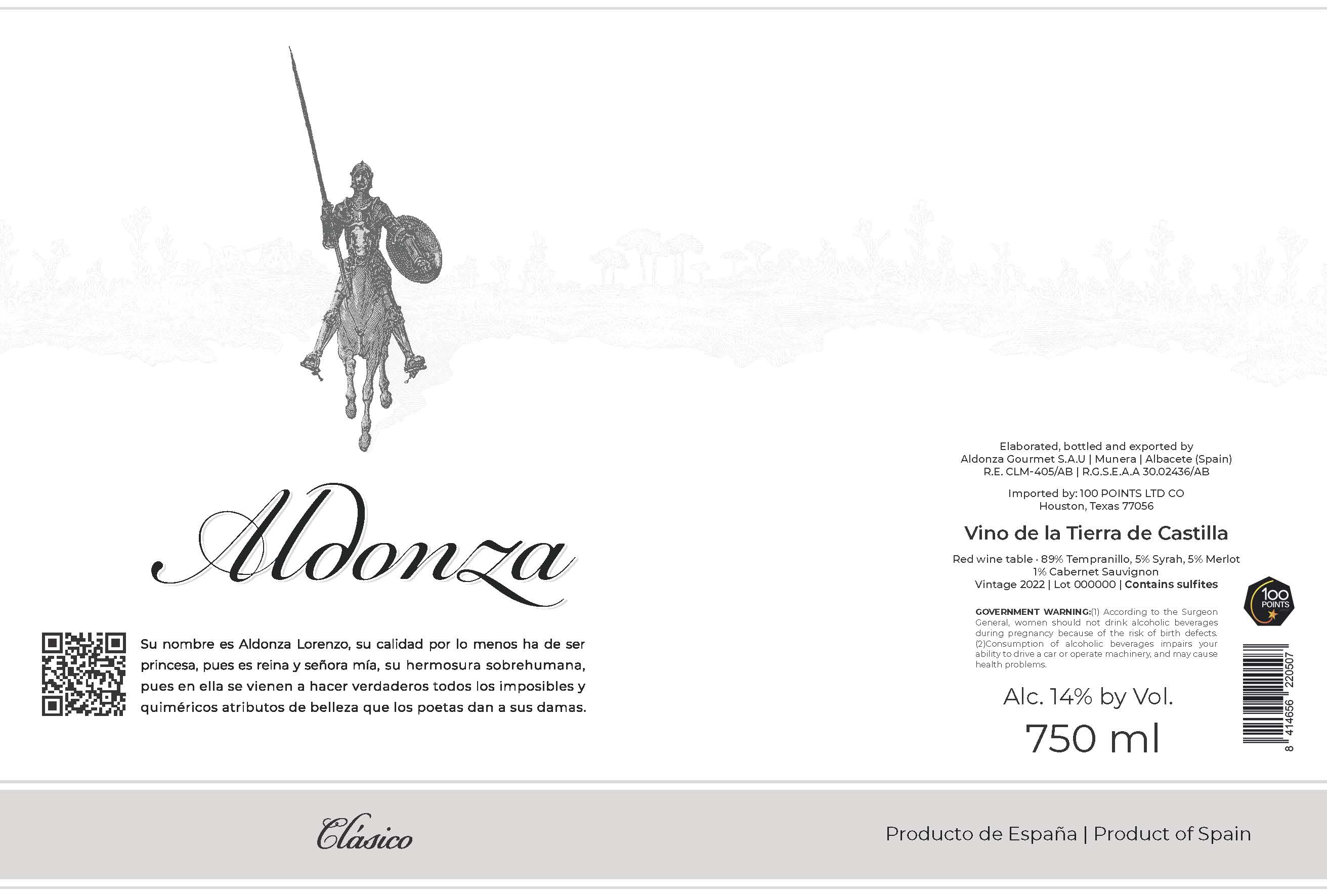 TABC label artwork for ALDONZA CLASICO