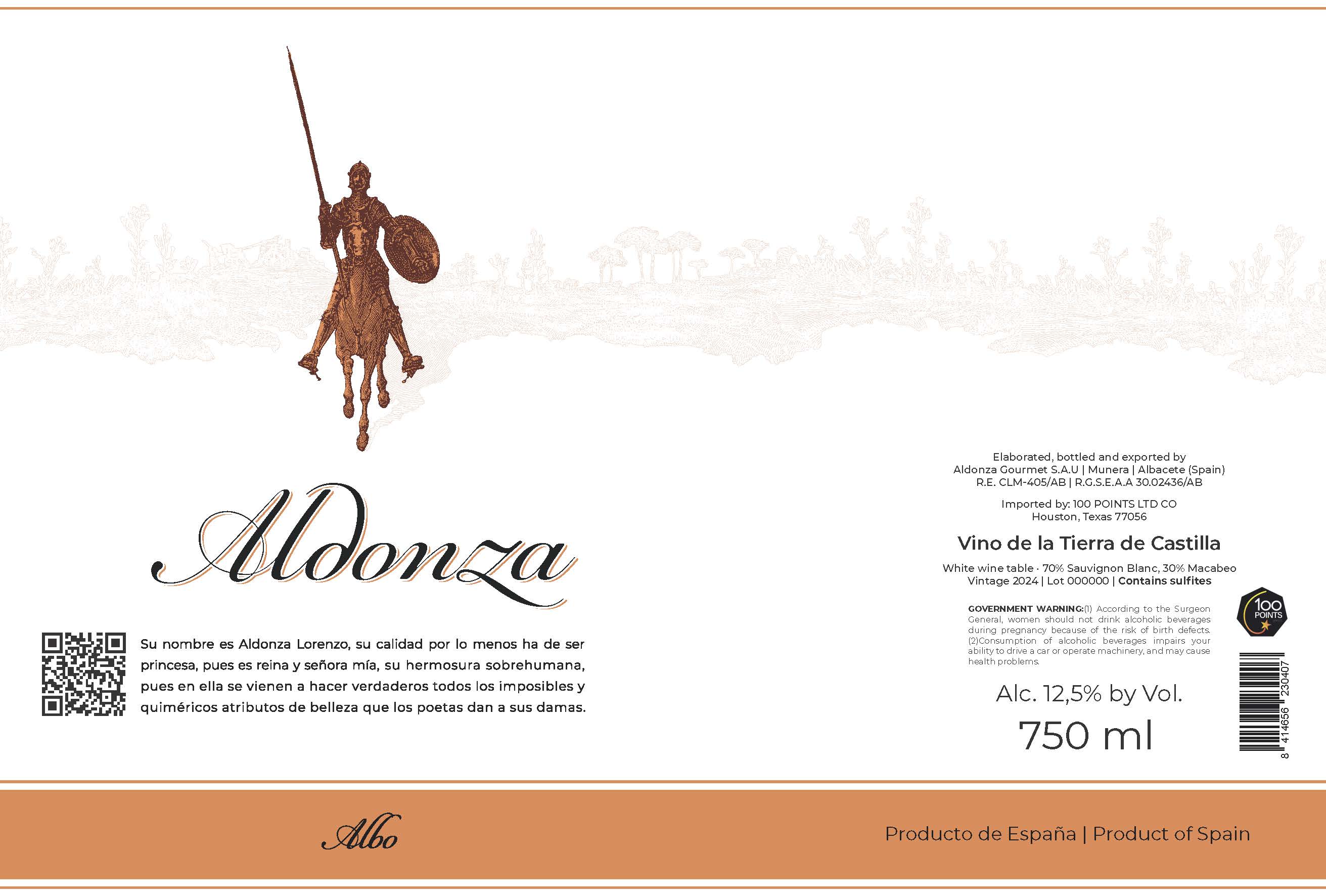 TABC label artwork for ALDONZA ALBO