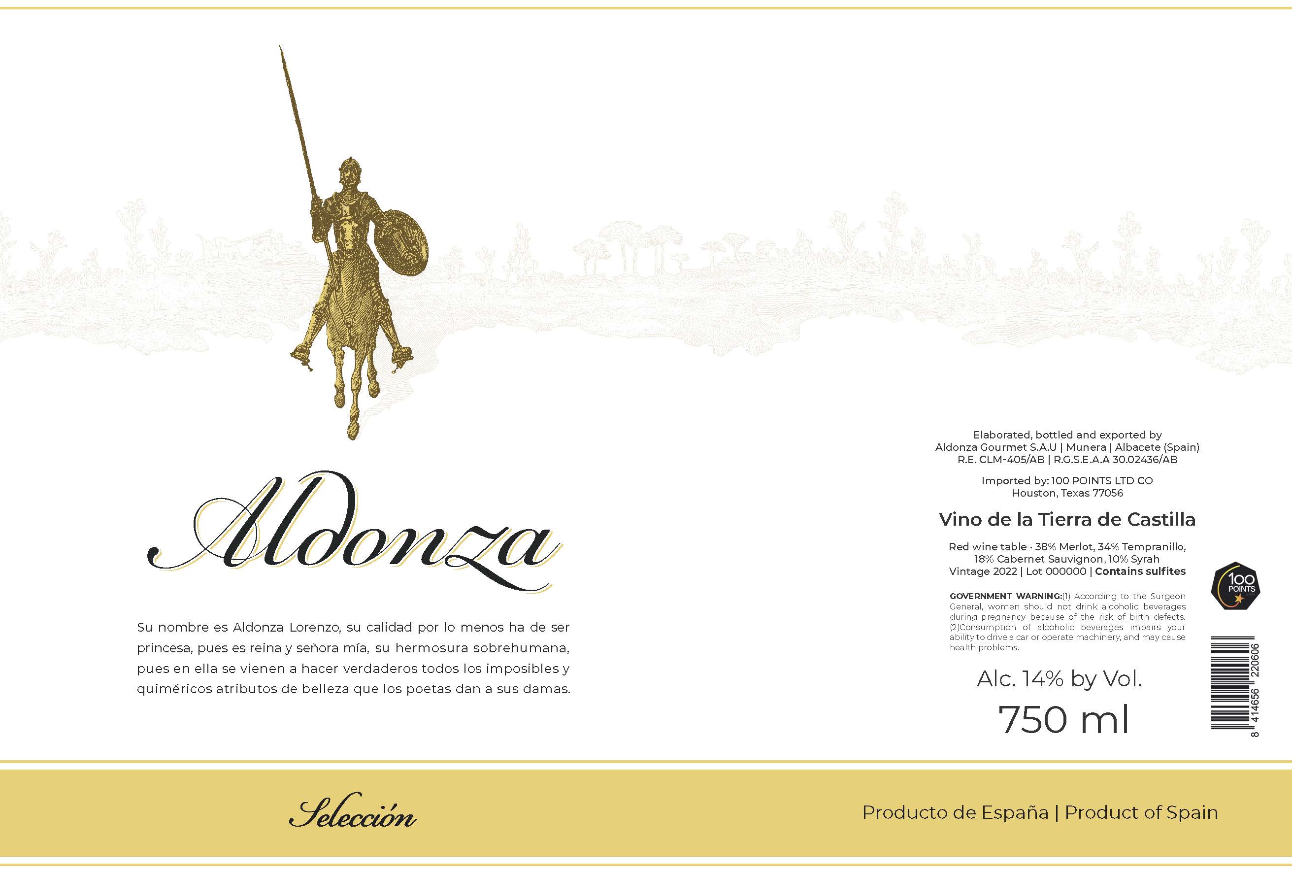 TABC label artwork for ALDONZA SELECCION