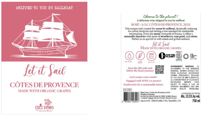 TABC label artwork for Ethic Drinks Let It Sail Rose Cotes de Provence