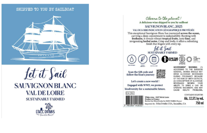 TABC label artwork for Ethic Drinks Let It Sail Sauvignon Blanc Val de Loire