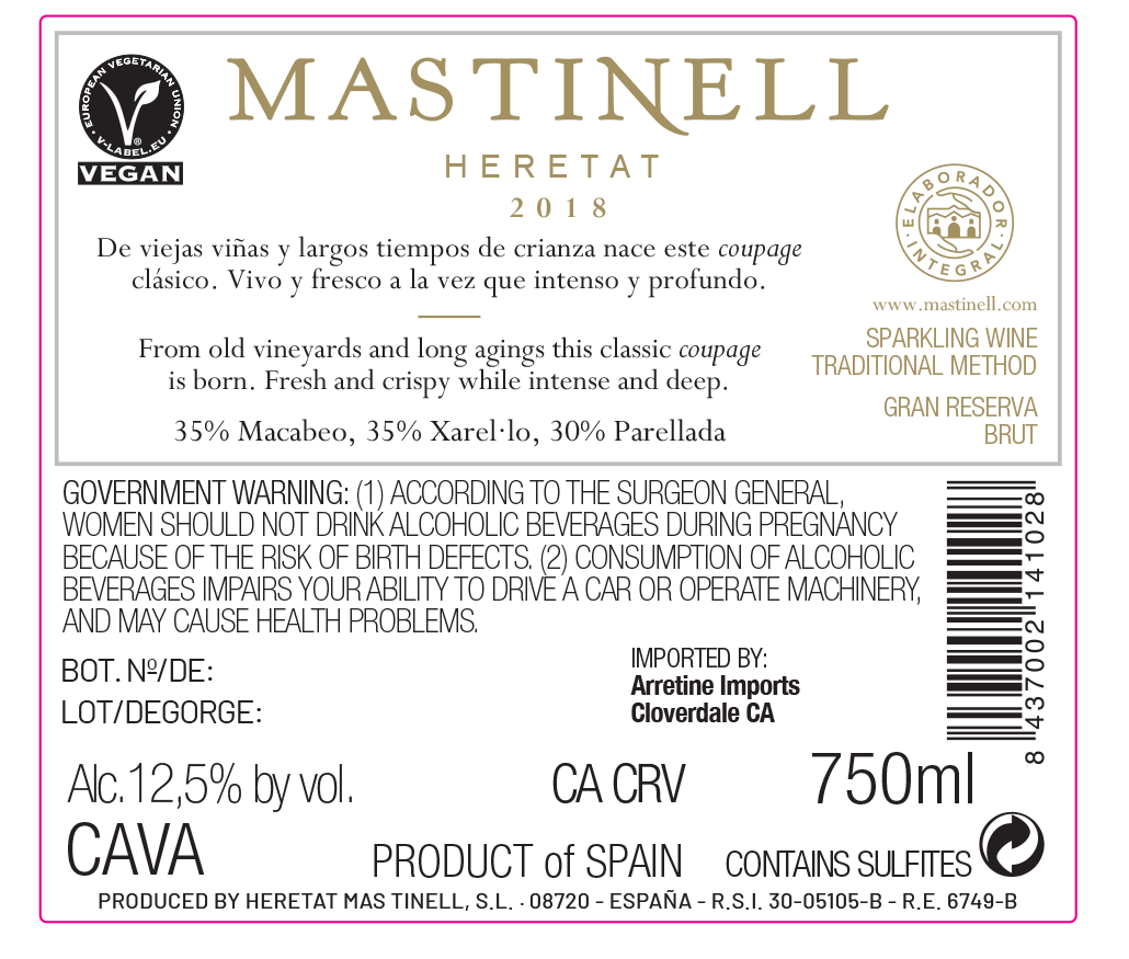 TABC label artwork for Mastinell Brut Real