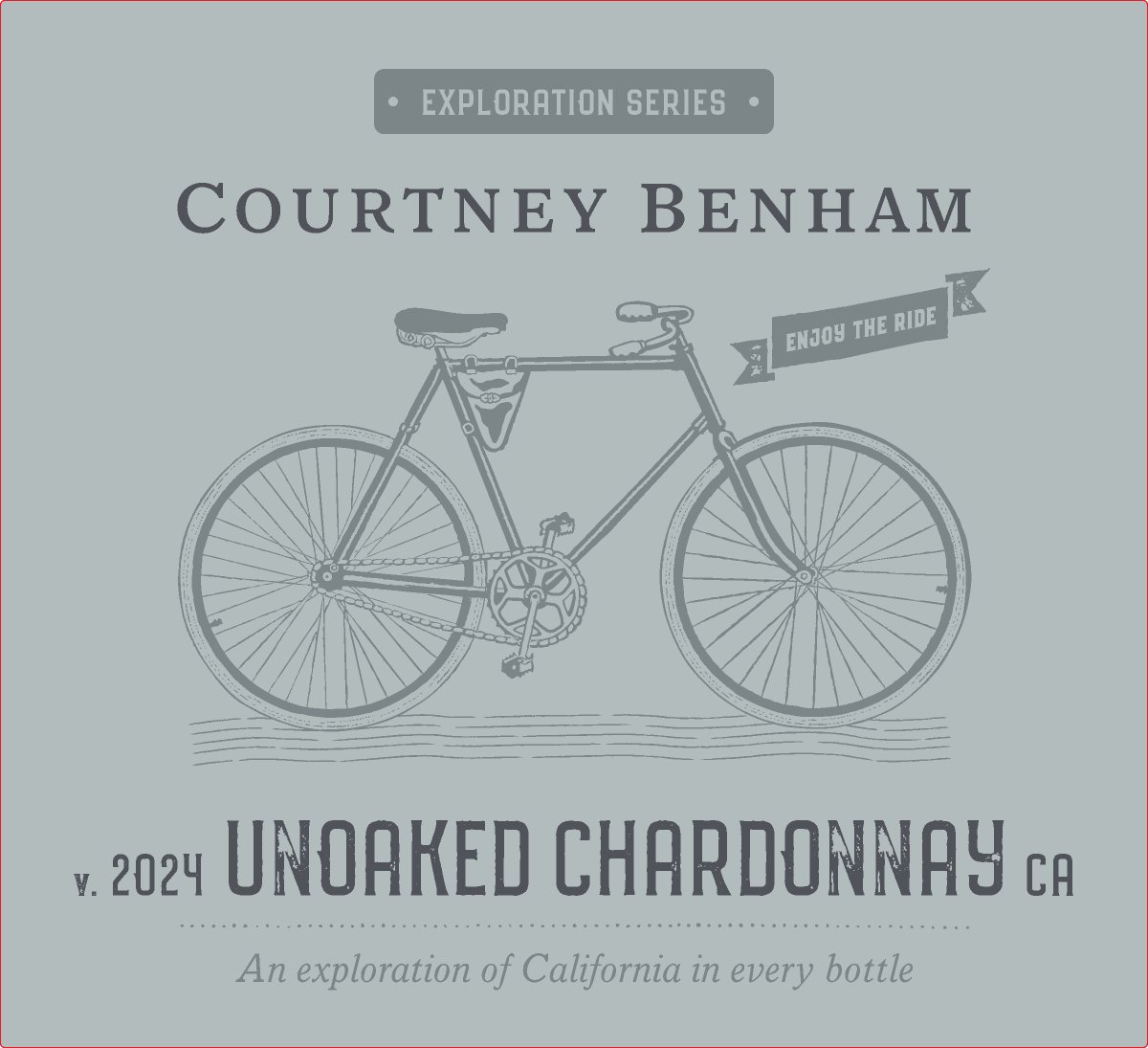 TABC label artwork for Courtney Benham Unoaked Chardonnay 2024 Exploration Series