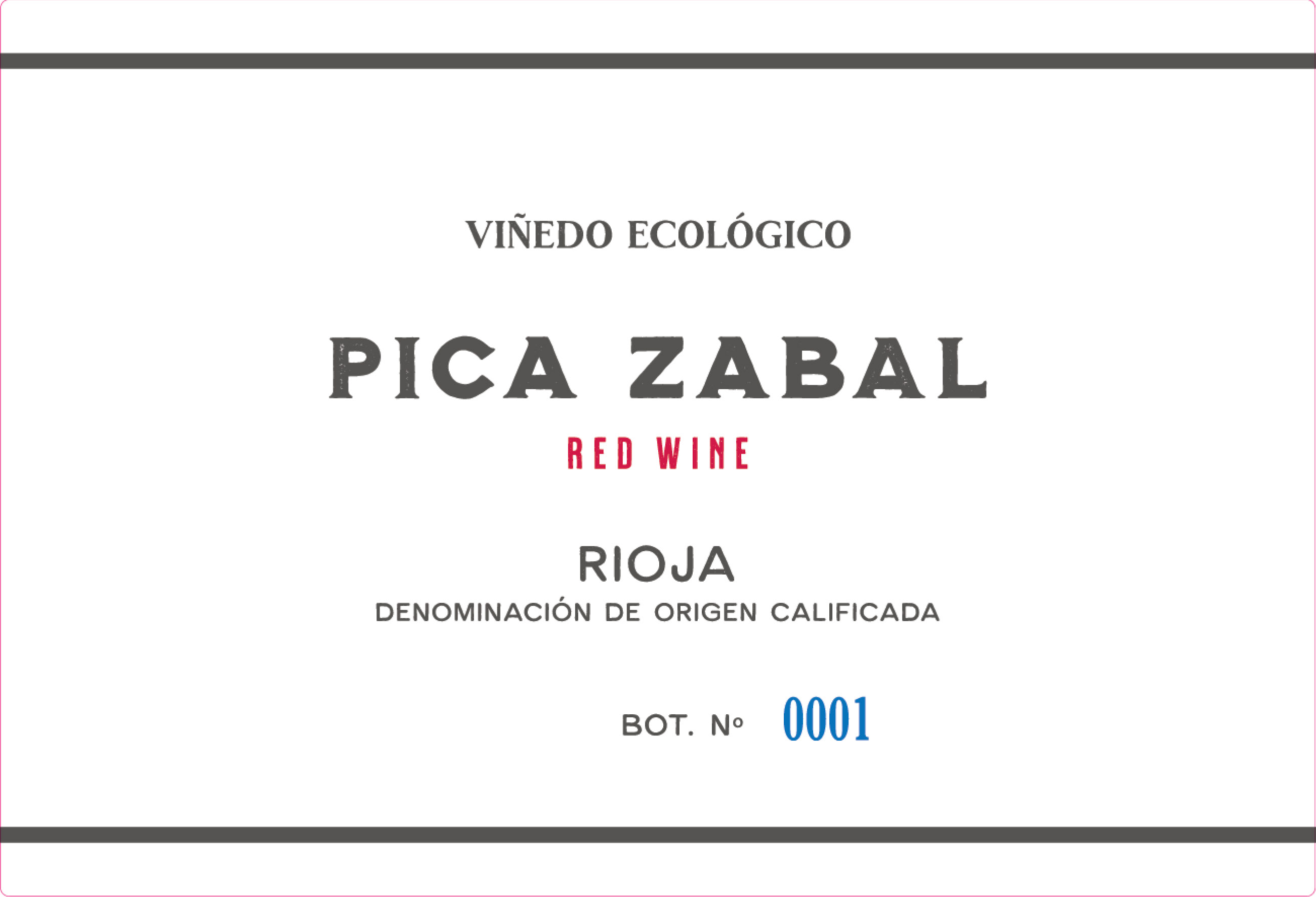 TABC label artwork for Pica Zabal Rioja Red Wine, Spain
