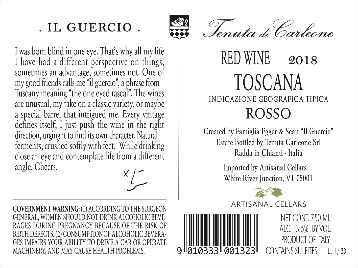 TABC label artwork for Tenuta Di Carleone Il Guercio