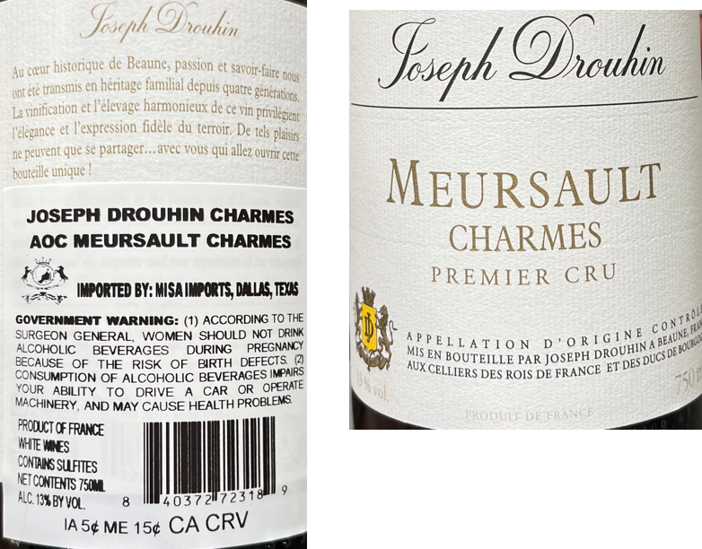 TABC label artwork for JOSEPH DROUHIN CHARMES