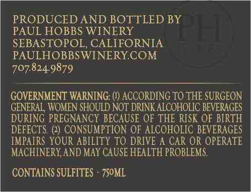 TABC label artwork for Paul Hobbs Cabernet Sauvignon Beckstoffer Dr. Crane Vineyard Napa Valley