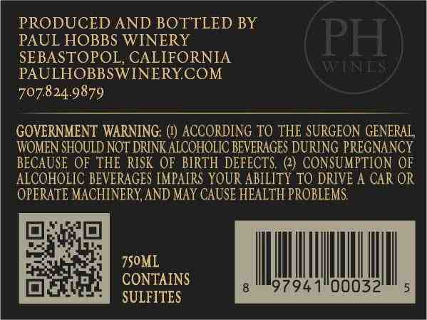 TABC label artwork for Paul Hobbs Cabernet Sauvignon Coombsville