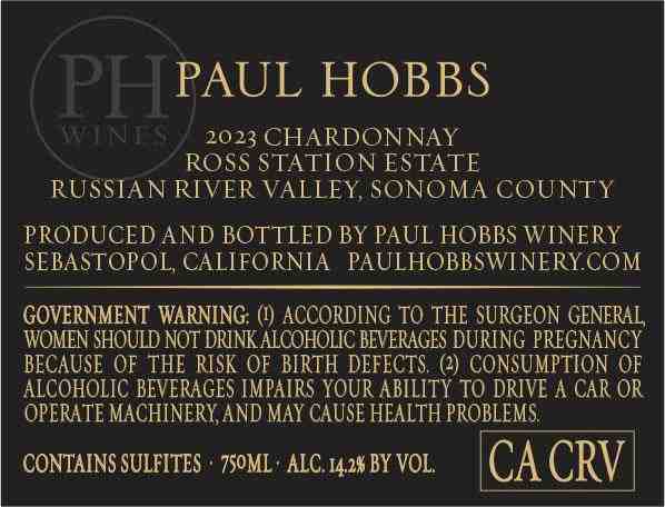 TABC label artwork for Paul Hobbs Chardonnay Ross Station Russian River Valley
