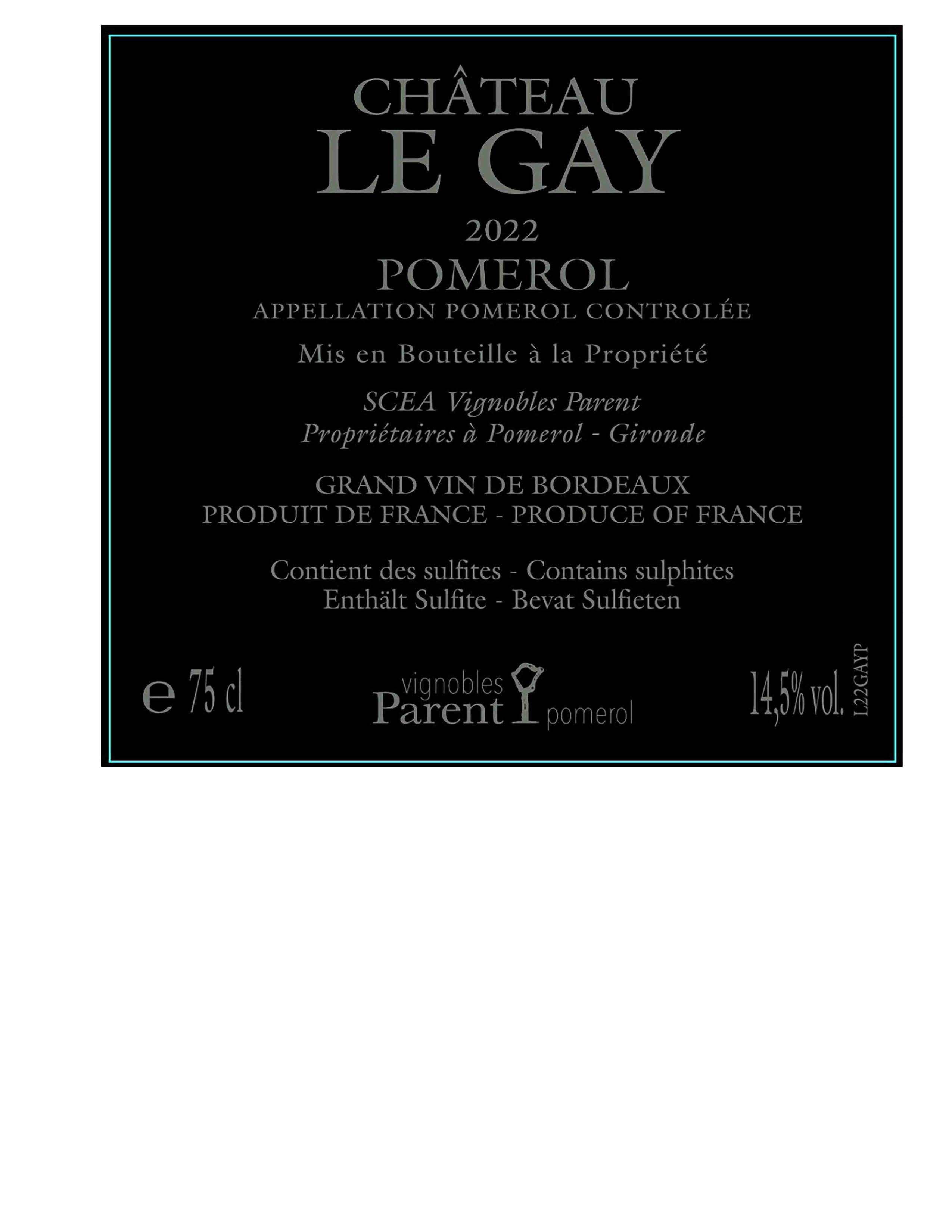 TABC label artwork for CHATEAU LE GAY POMEROL