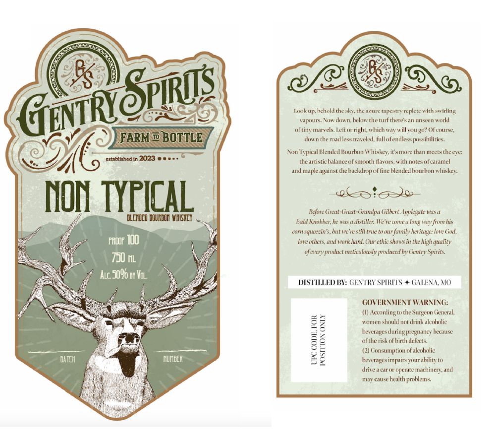 TABC label artwork for Non Typical Blended Bourbon