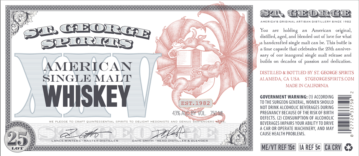 TABC label artwork for St. George Spirits American Single Malt Whiskey