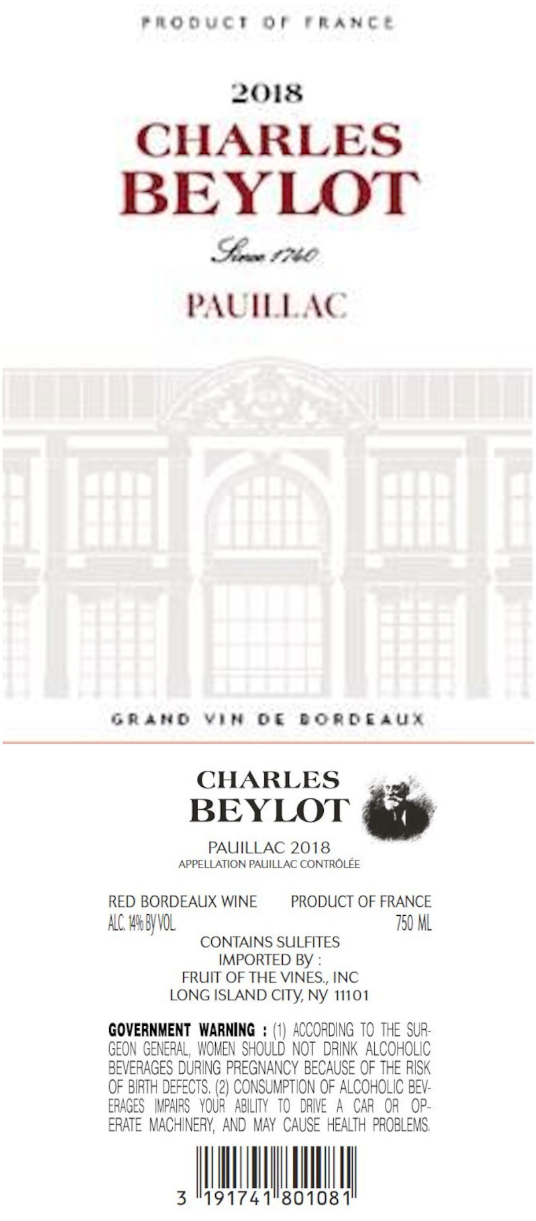 TABC label artwork for Charles Beylot