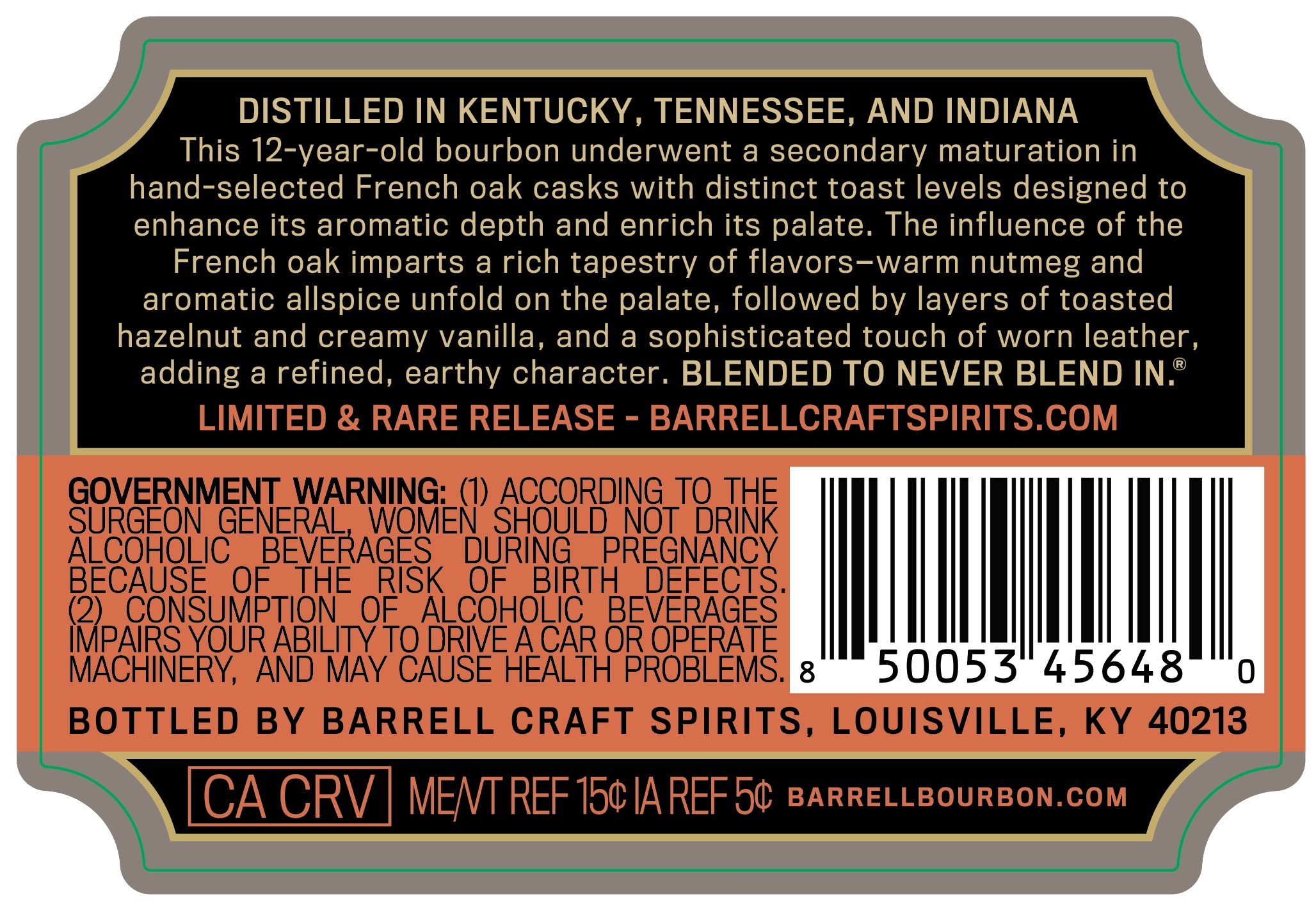 TABC label artwork for Barrell Bourbon Finished in French Oak Casks