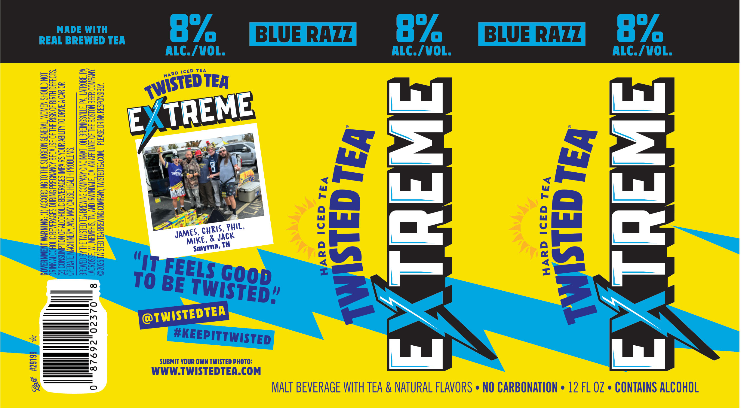 TABC label artwork for Twisted Tea Extreme Blue Razz