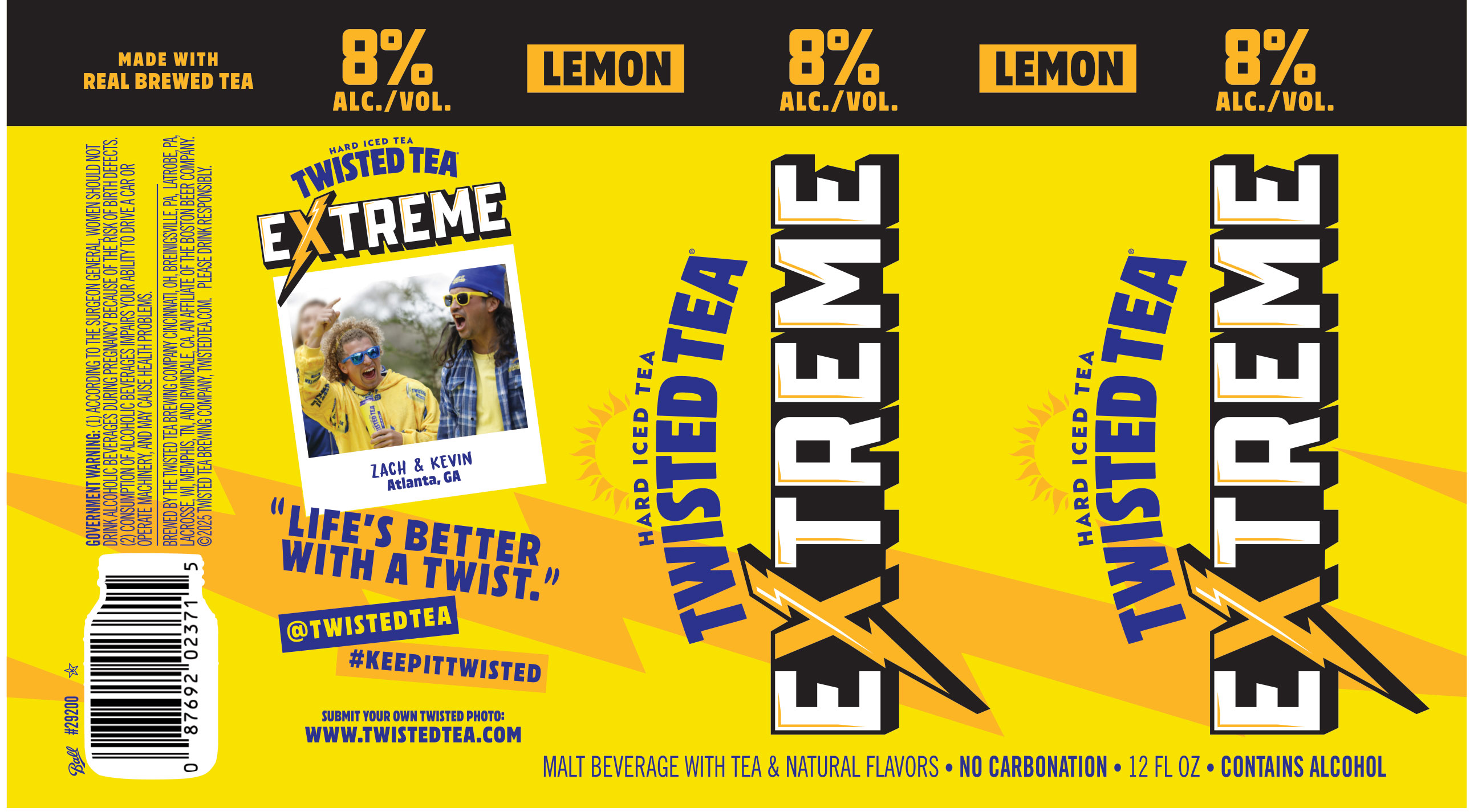 TABC label artwork for Twisted Tea Extreme Lemon
