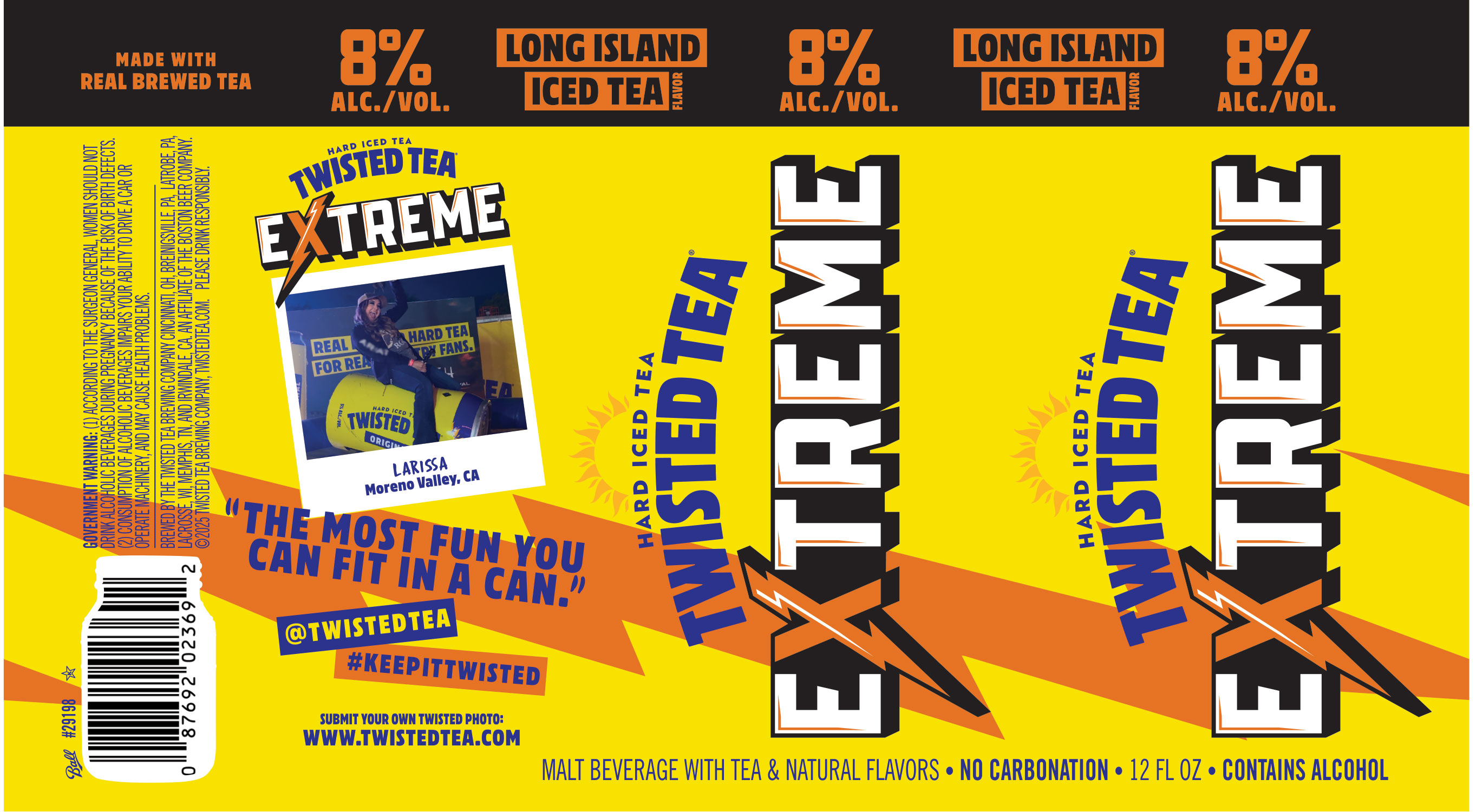 TABC label artwork for Twisted Tea Extreme Long Island Iced Tea Flavor