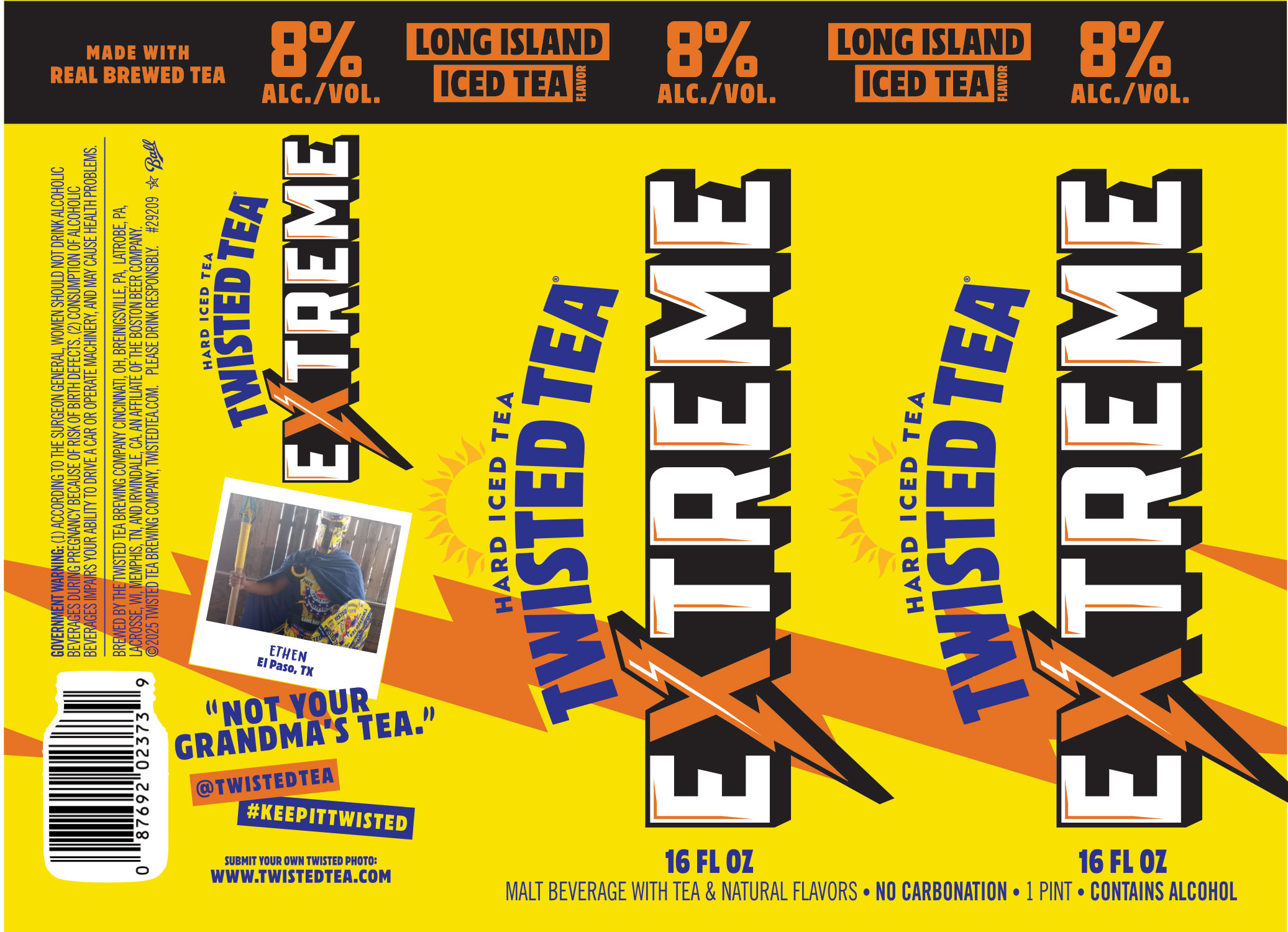TABC label artwork for Twisted Tea Extreme Long Island Iced Tea Flavor