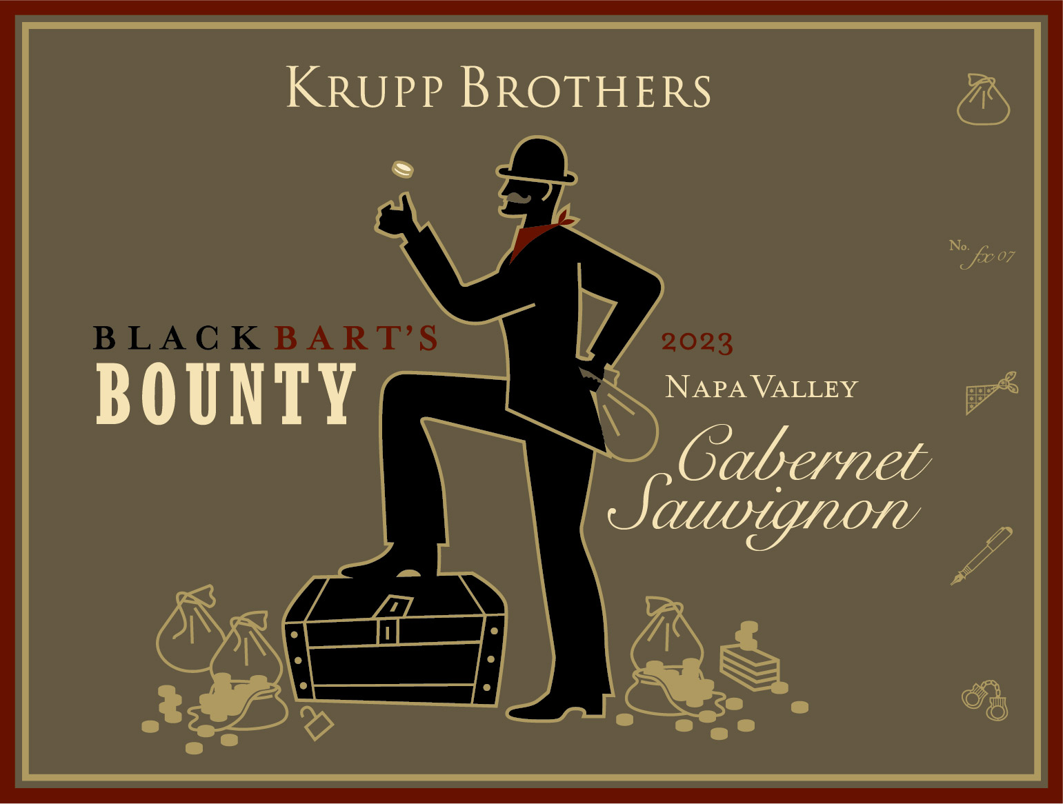 TABC label artwork for KRUPP BROTHERS BLACK BART'S BOUNTY CABERNET SAUVIGNON