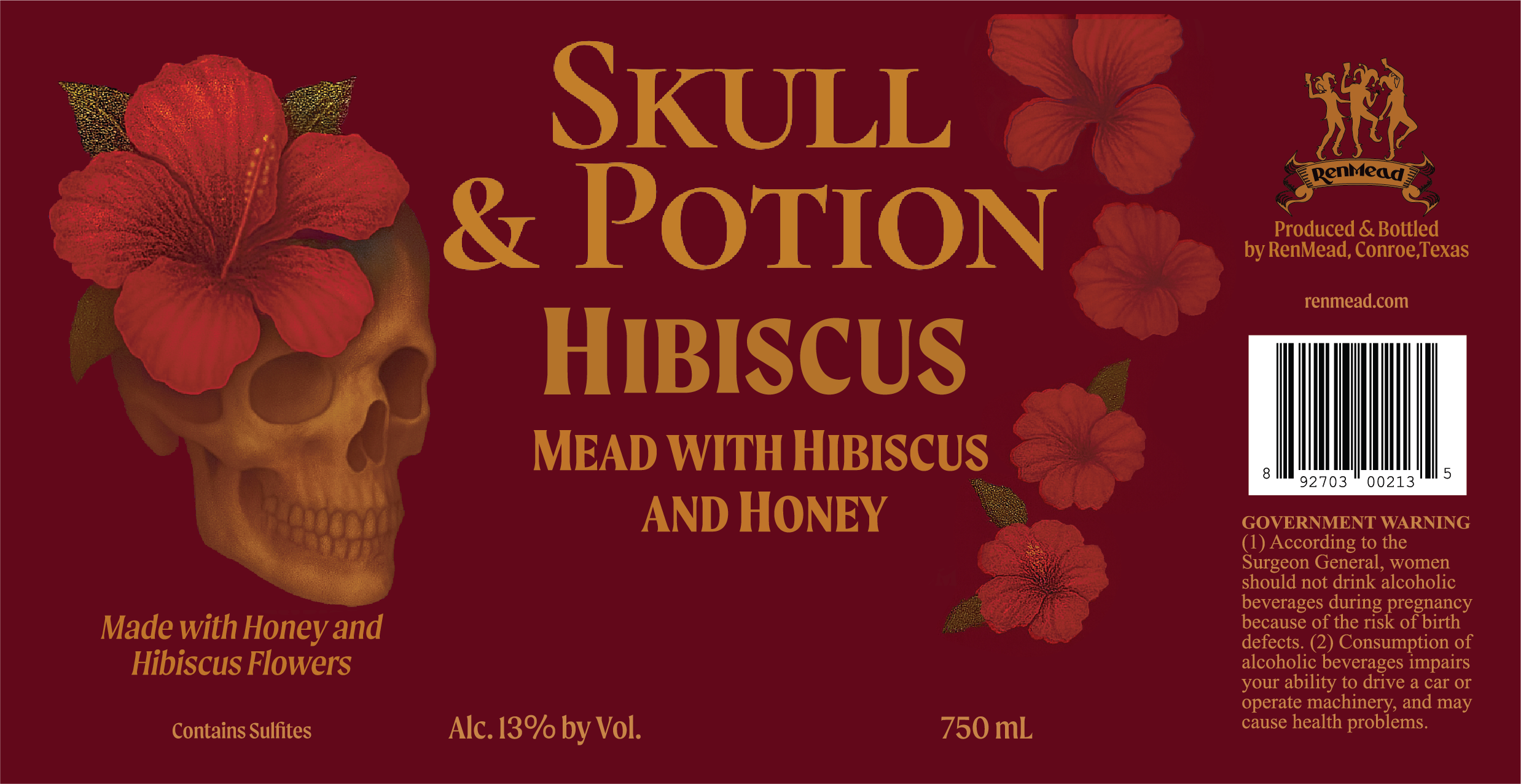 TABC label artwork for Skull & Potion Hibiscus