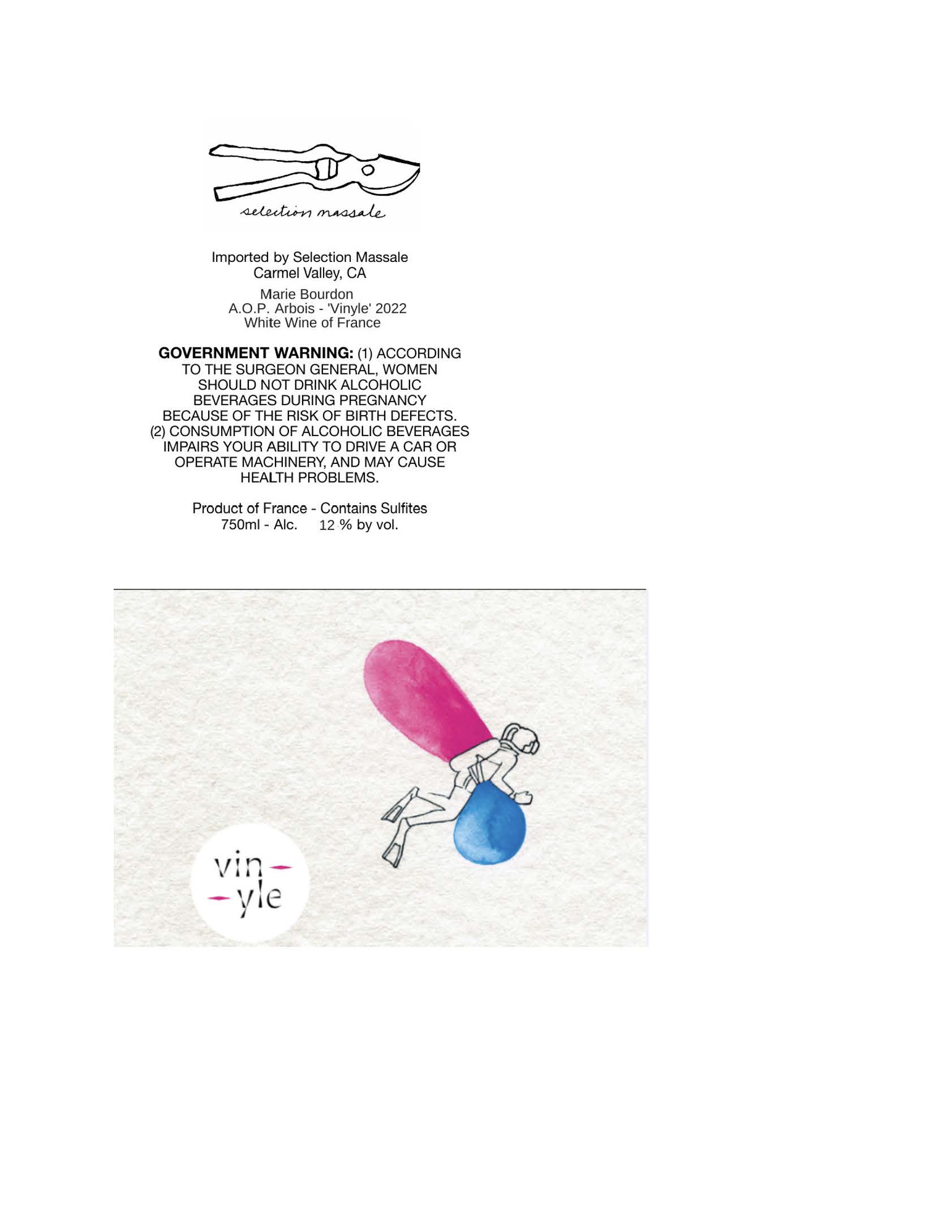 TABC label artwork for Marie Bourdon Vinyle AOP Arbois 2022