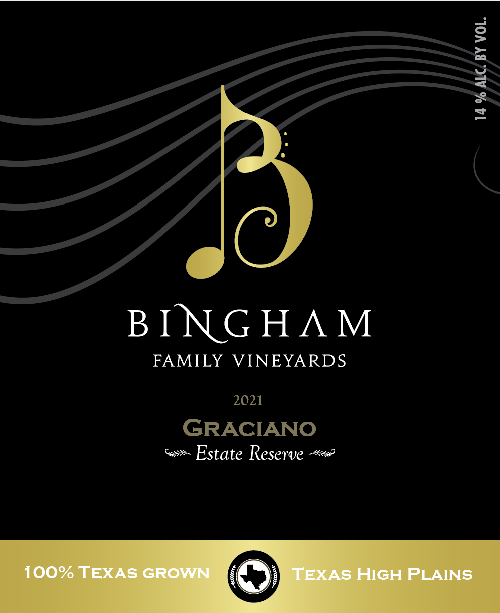 TABC label artwork for Bingham Family Vineyards 2021 Reserve Graciano