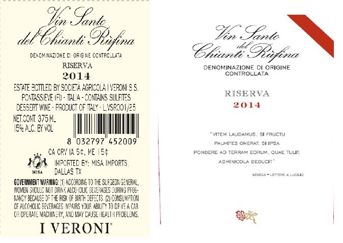 TABC label artwork for I VERONI VIN SANTO RISERVA