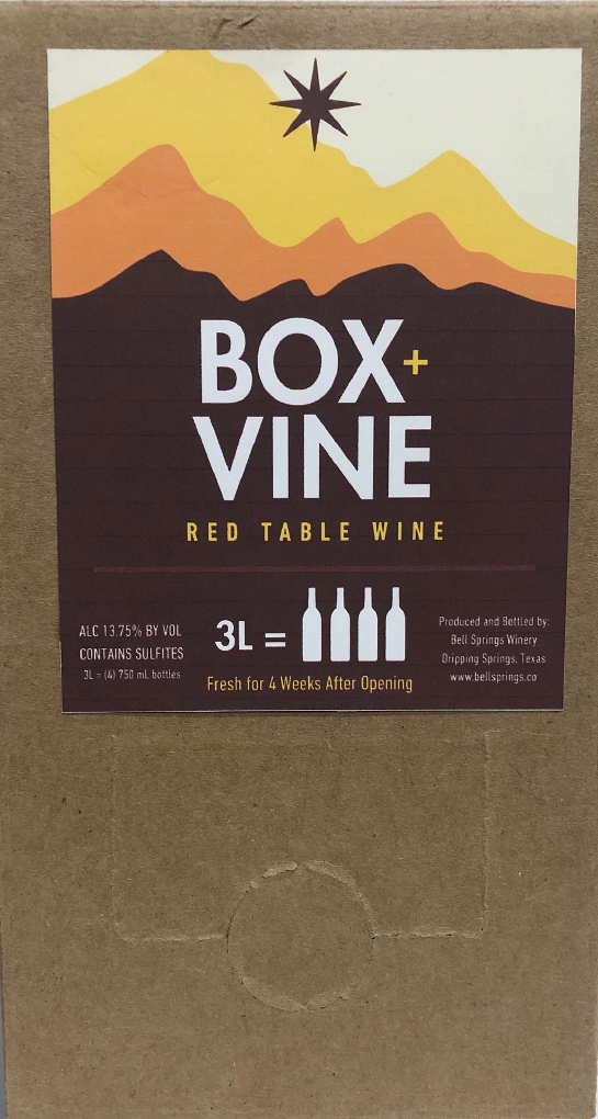 TABC label artwork for Box+Vine Red
