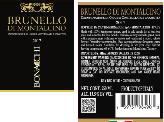 TABC label artwork for BONACCHI BRUNELLO DI MONTALCINO