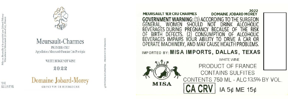 TABC label artwork for DOMAINE JOBARD MOREY MEURSAULT CHARMES