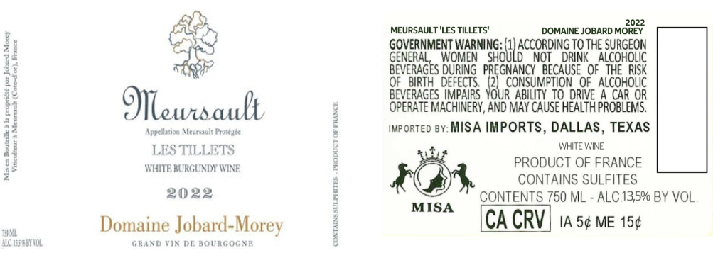 TABC label artwork for DOMAINE JOBARD MOREY LES TILLETS