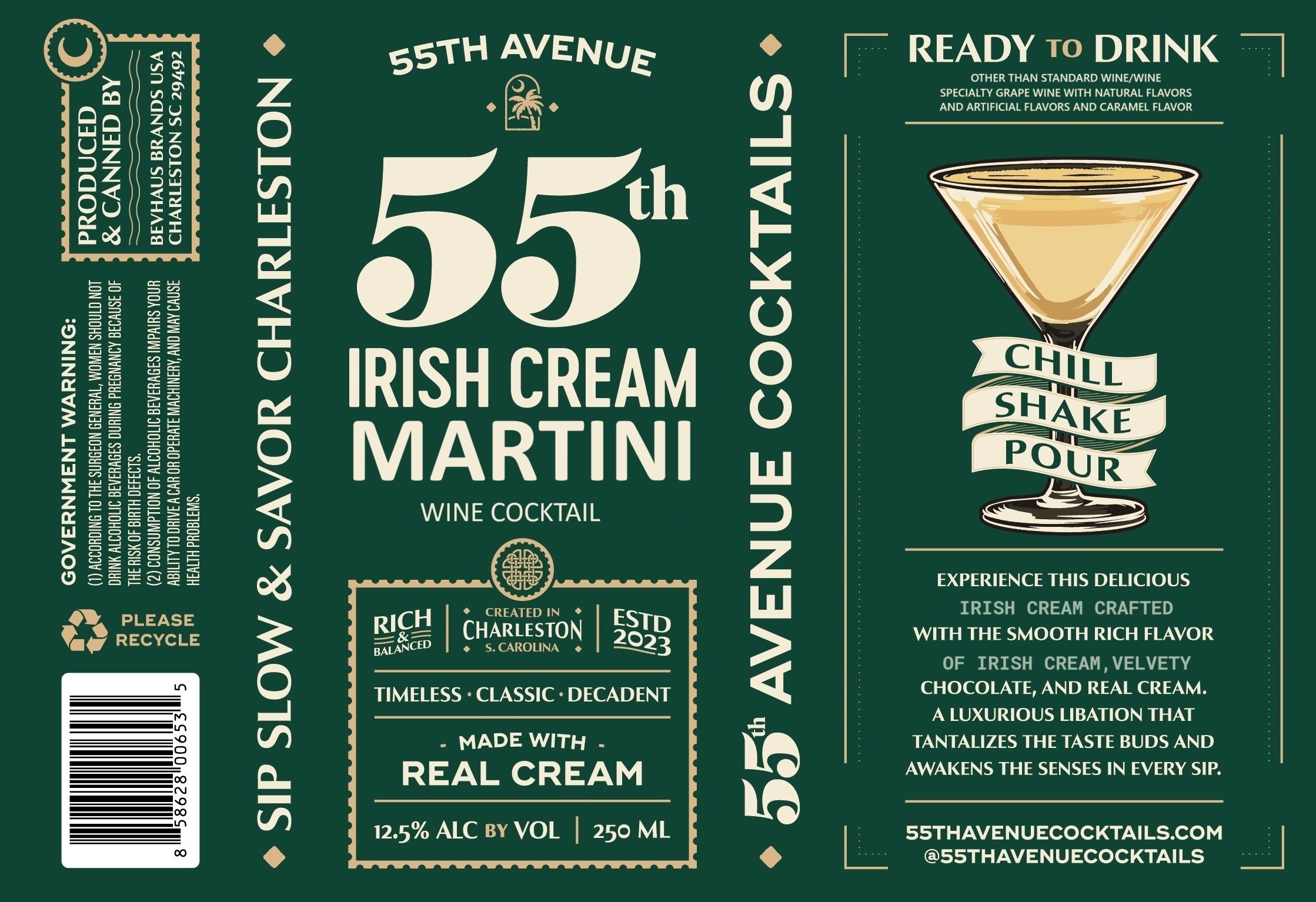 TABC label artwork for 55TH AVENUE IRISH CREAM MARTINI
