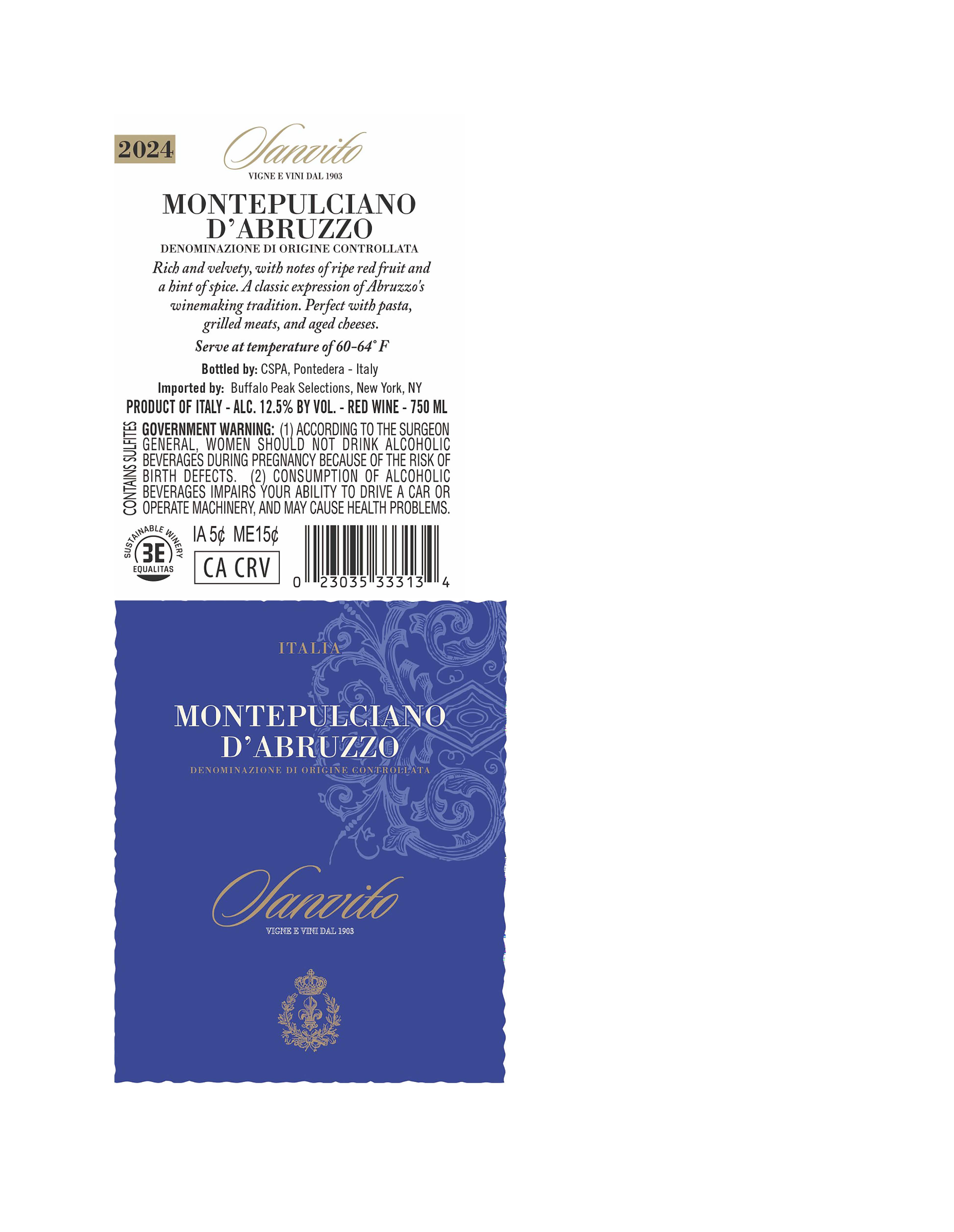 TABC label artwork for San Vito Montepulciano d'Abruzzo