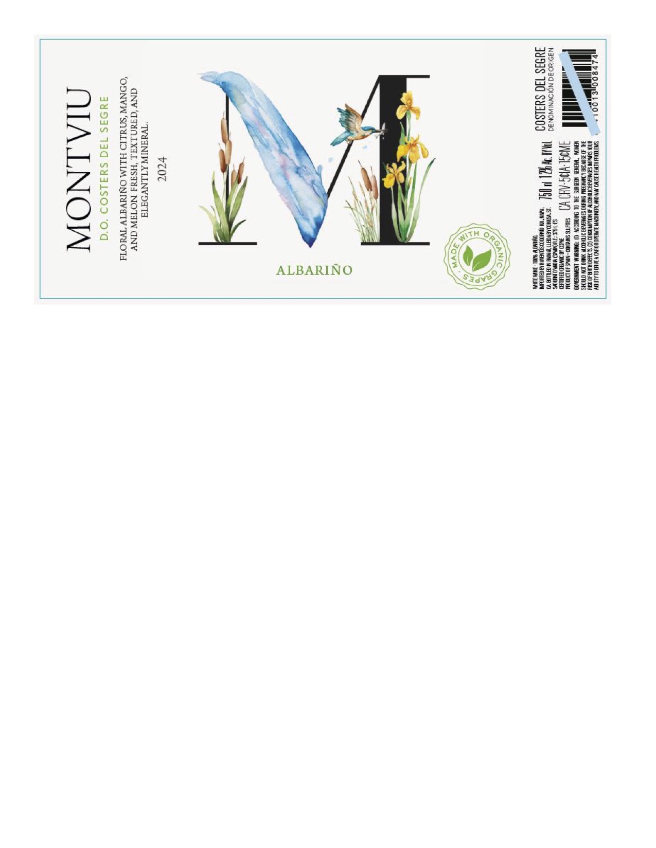 TABC label artwork for Montviu Albarino