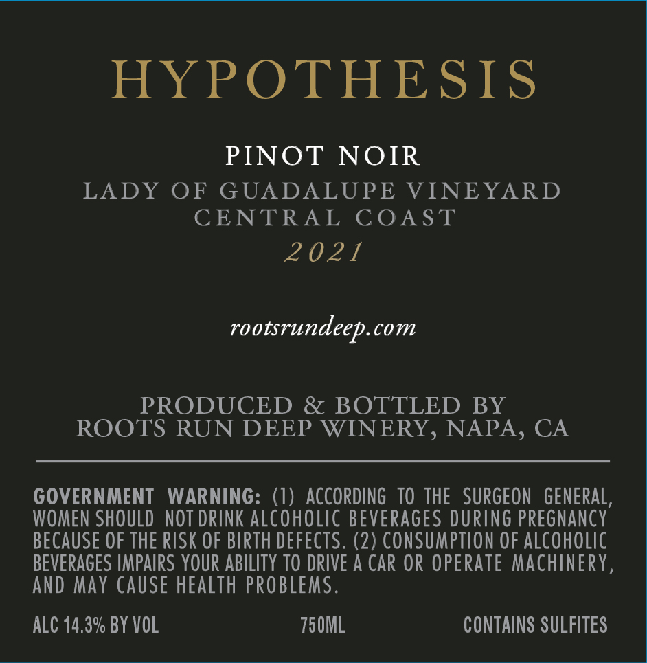 TABC label artwork for Hypothesis Lady of Guadalupe Vineyard Central Coast Pinot Noir