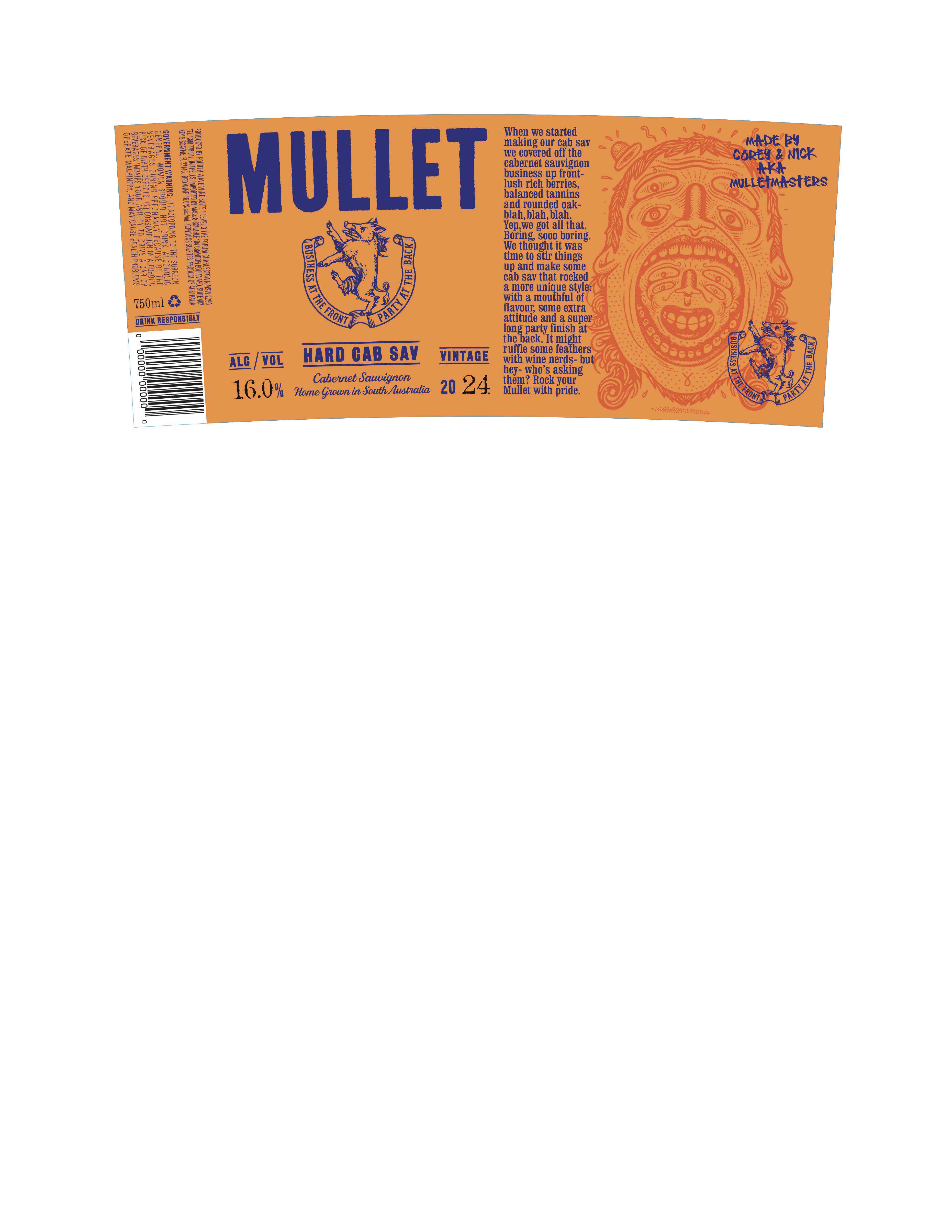 TABC label artwork for Mullet Hard Cabernet Sauvignon