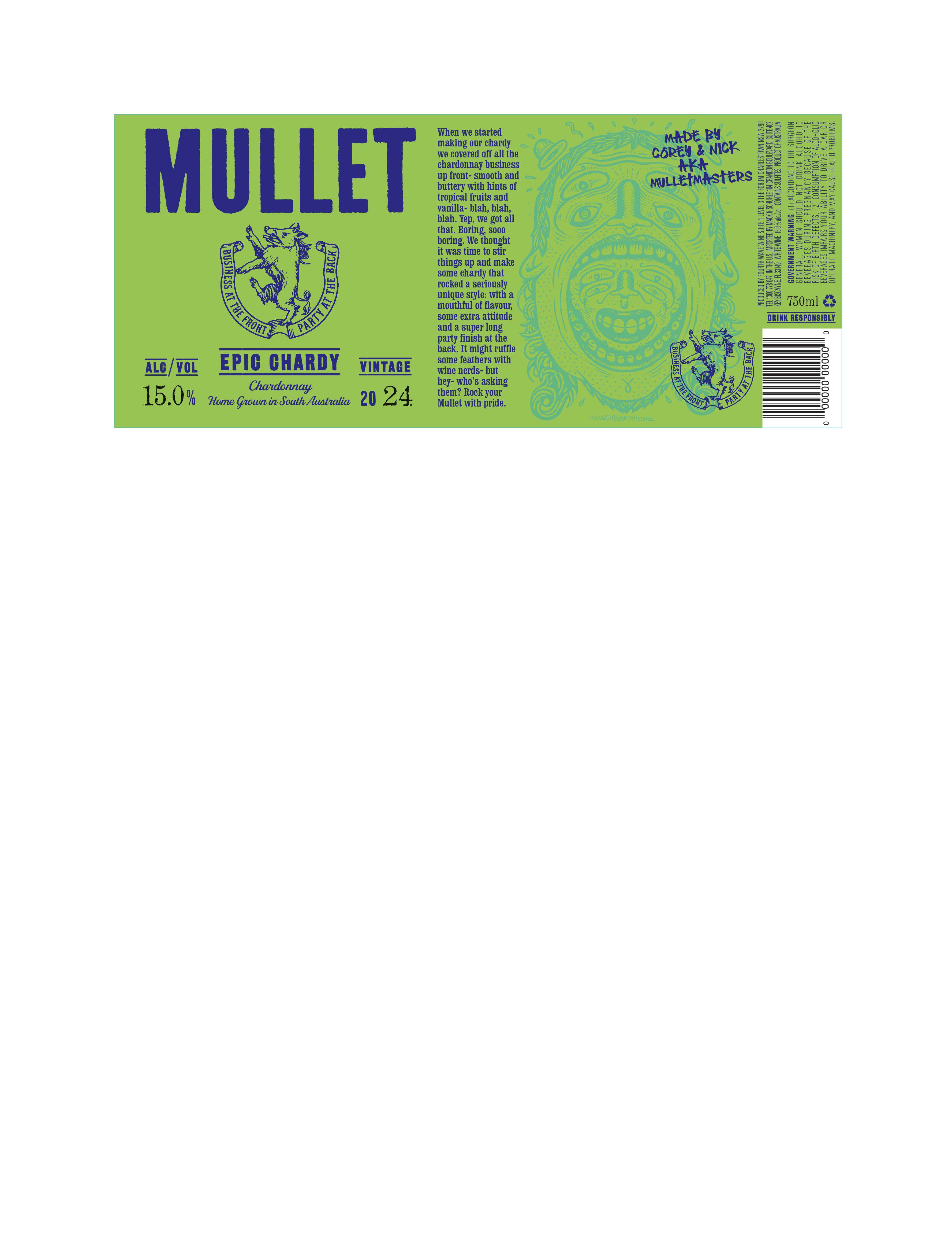 TABC label artwork for Mullet Epic Chardonnay