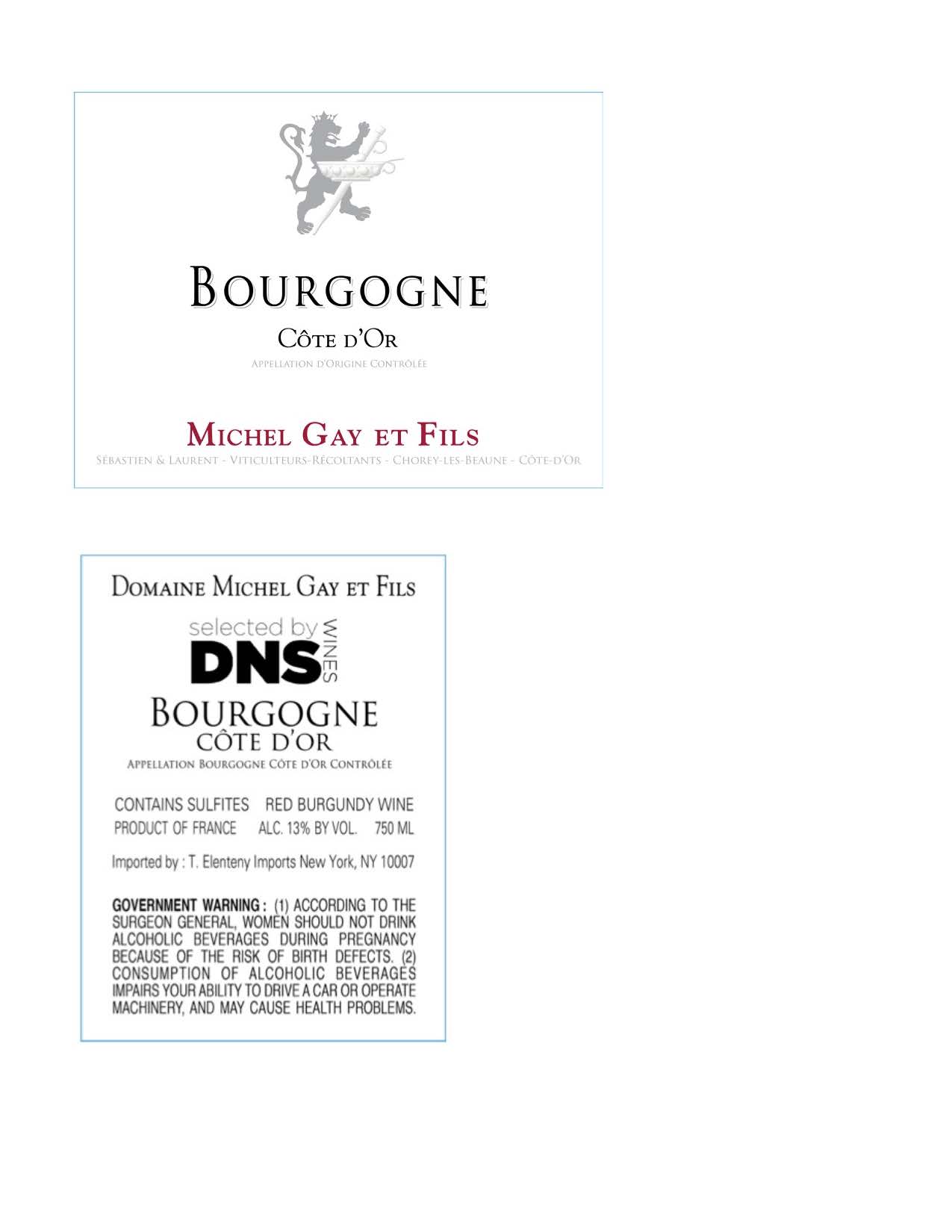 TABC label artwork for Michel Gay et Fils Bourgogne Rouge