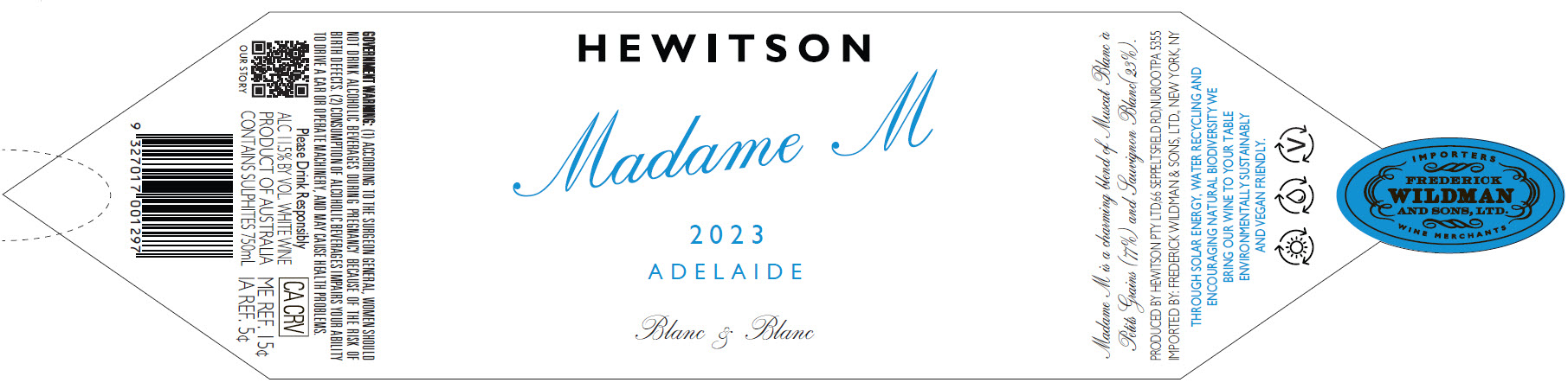 TABC label artwork for Hewitson Madame M Blanc & Blanc Adelaide