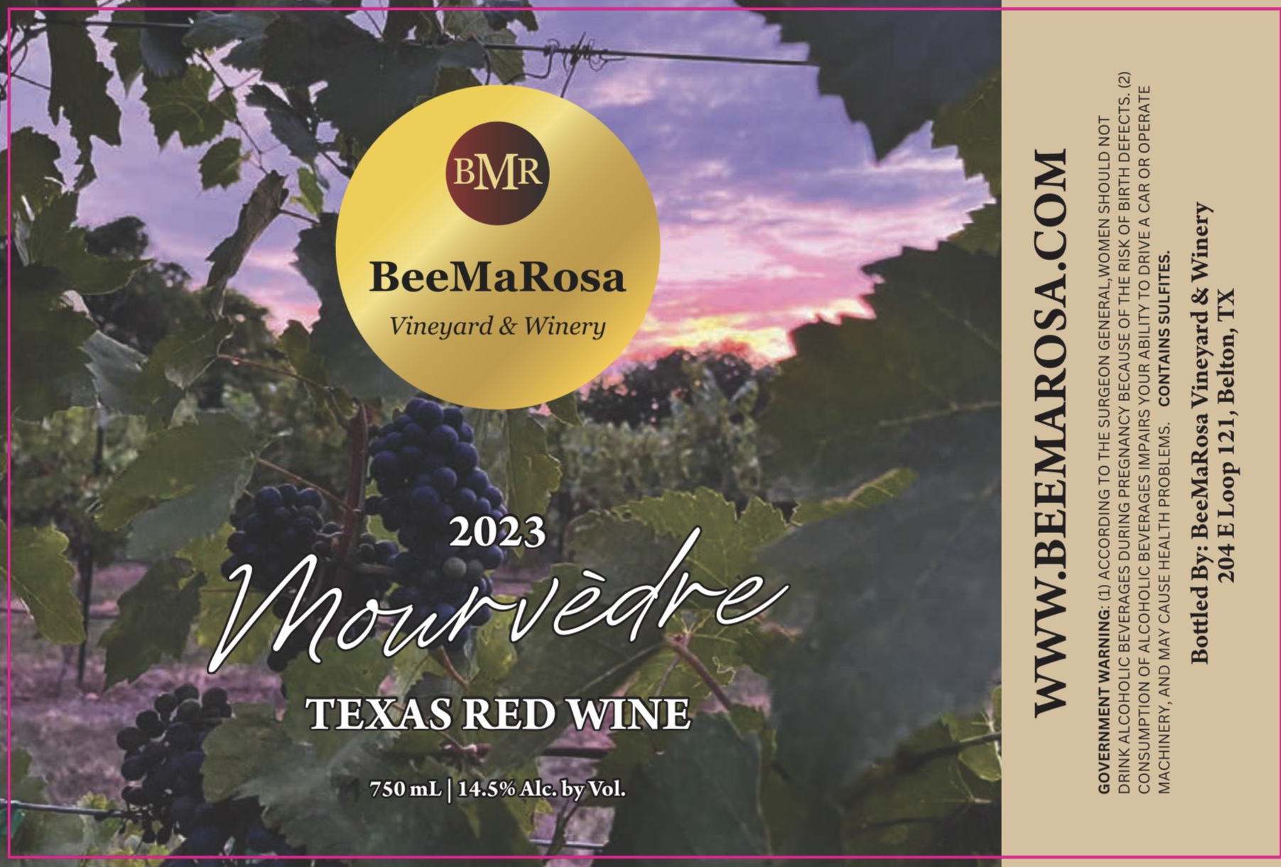 TABC label artwork for BeeMa Rosa Mourvedre