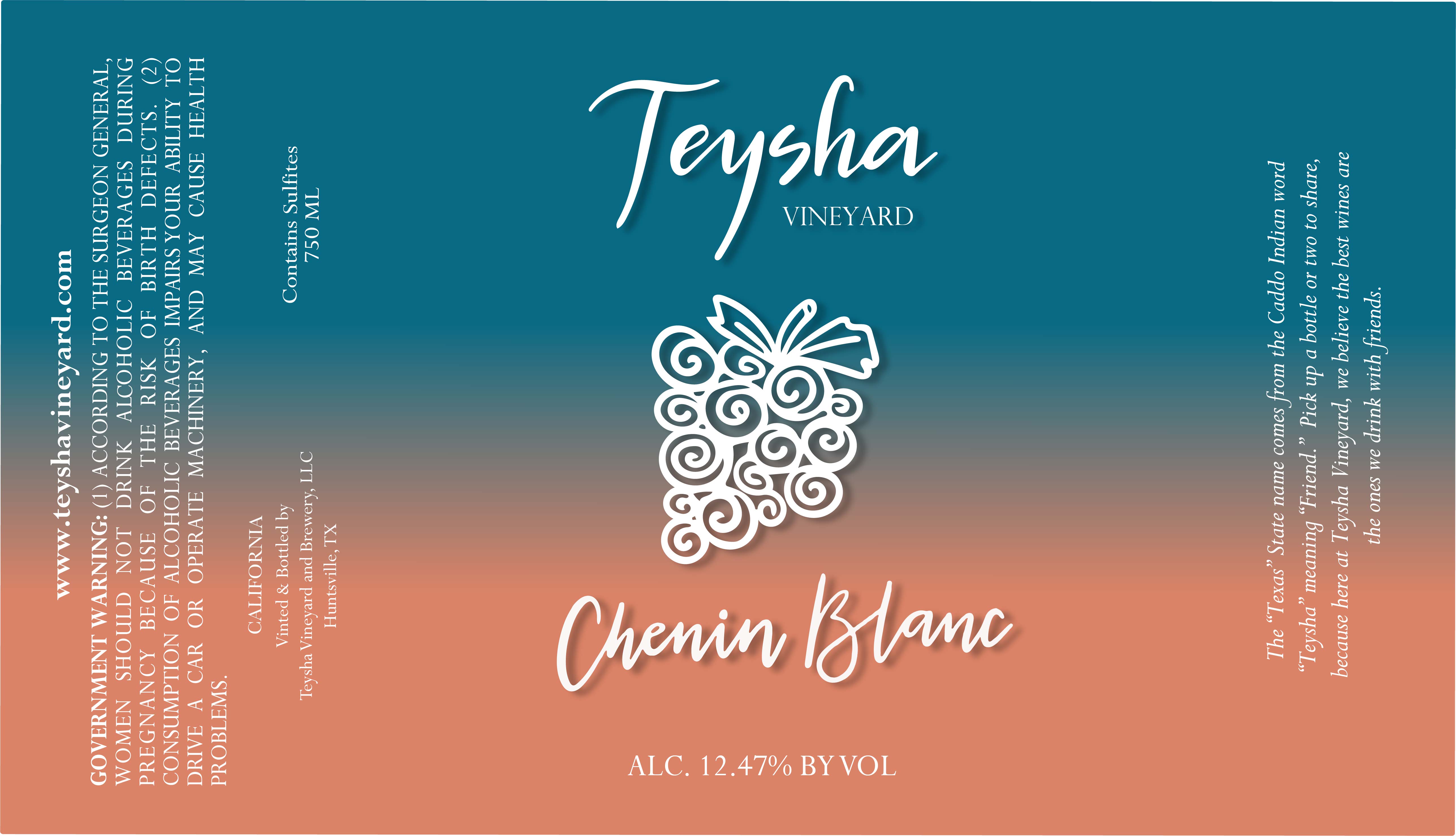 TABC label artwork for Teysha Vineyard Chenin blanc