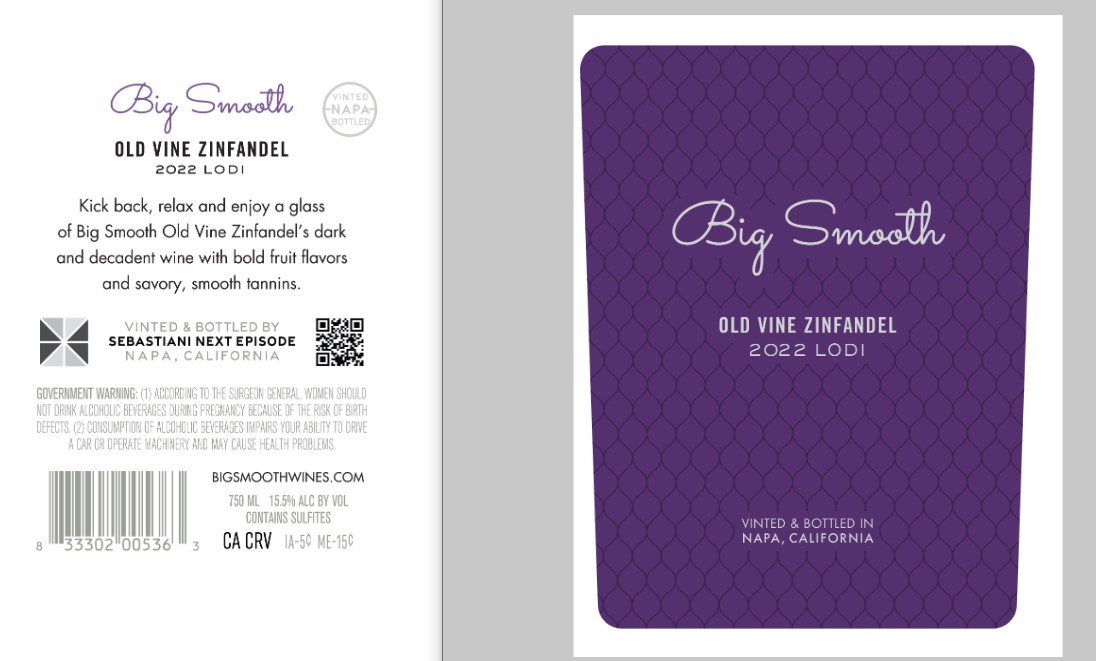 TABC label artwork for Big Smooth Zinfandel
