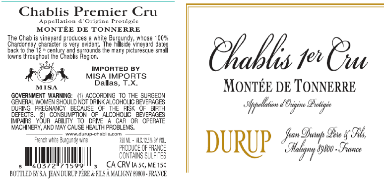 TABC label artwork for DURUP MONTEE DE TONNERRE