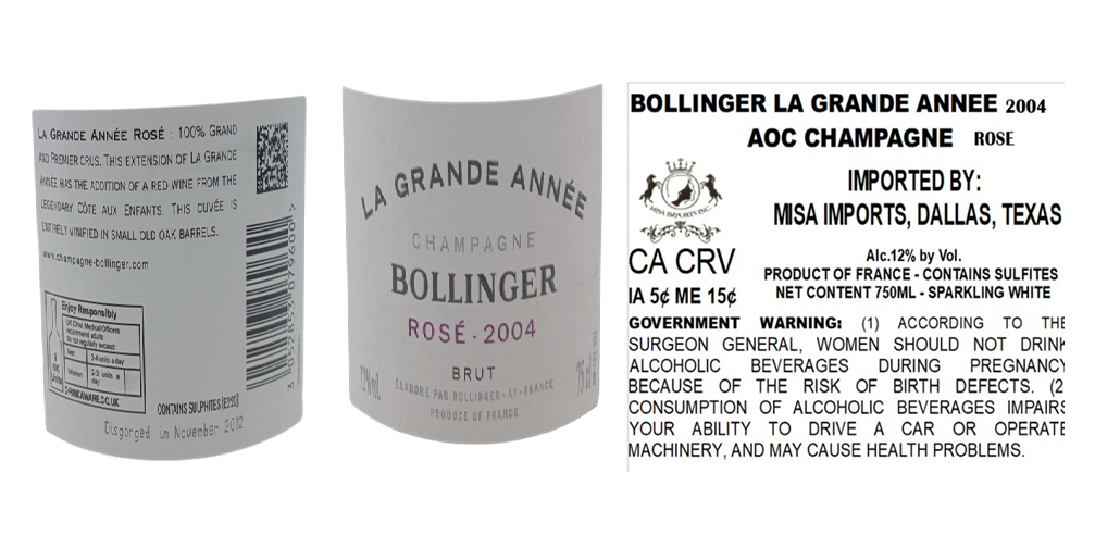 TABC label artwork for BOLLINGER LA GRANDE ANNEE ROSE