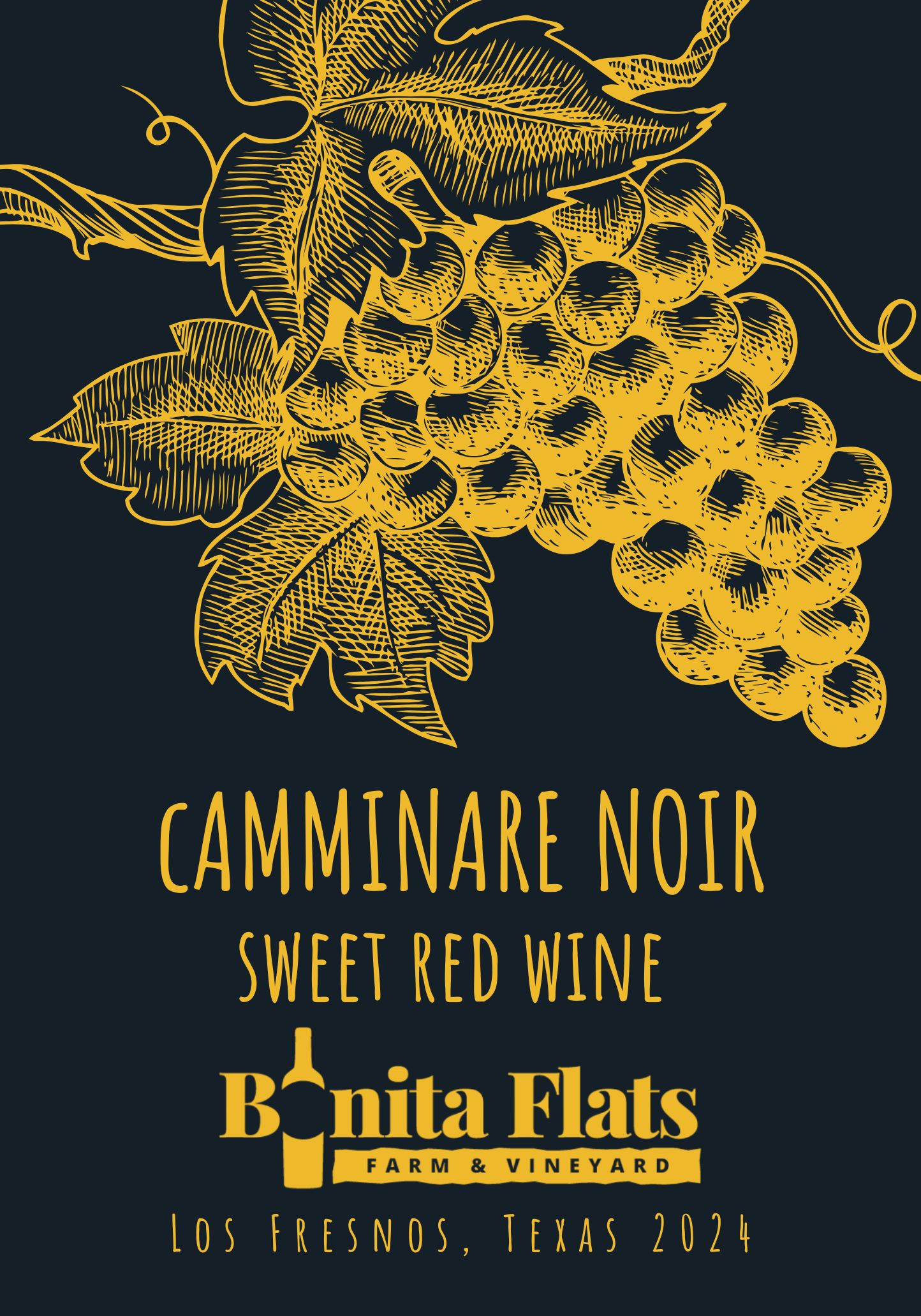 TABC label artwork for Bonita Flats Farm & Vineyard Camminare Noir