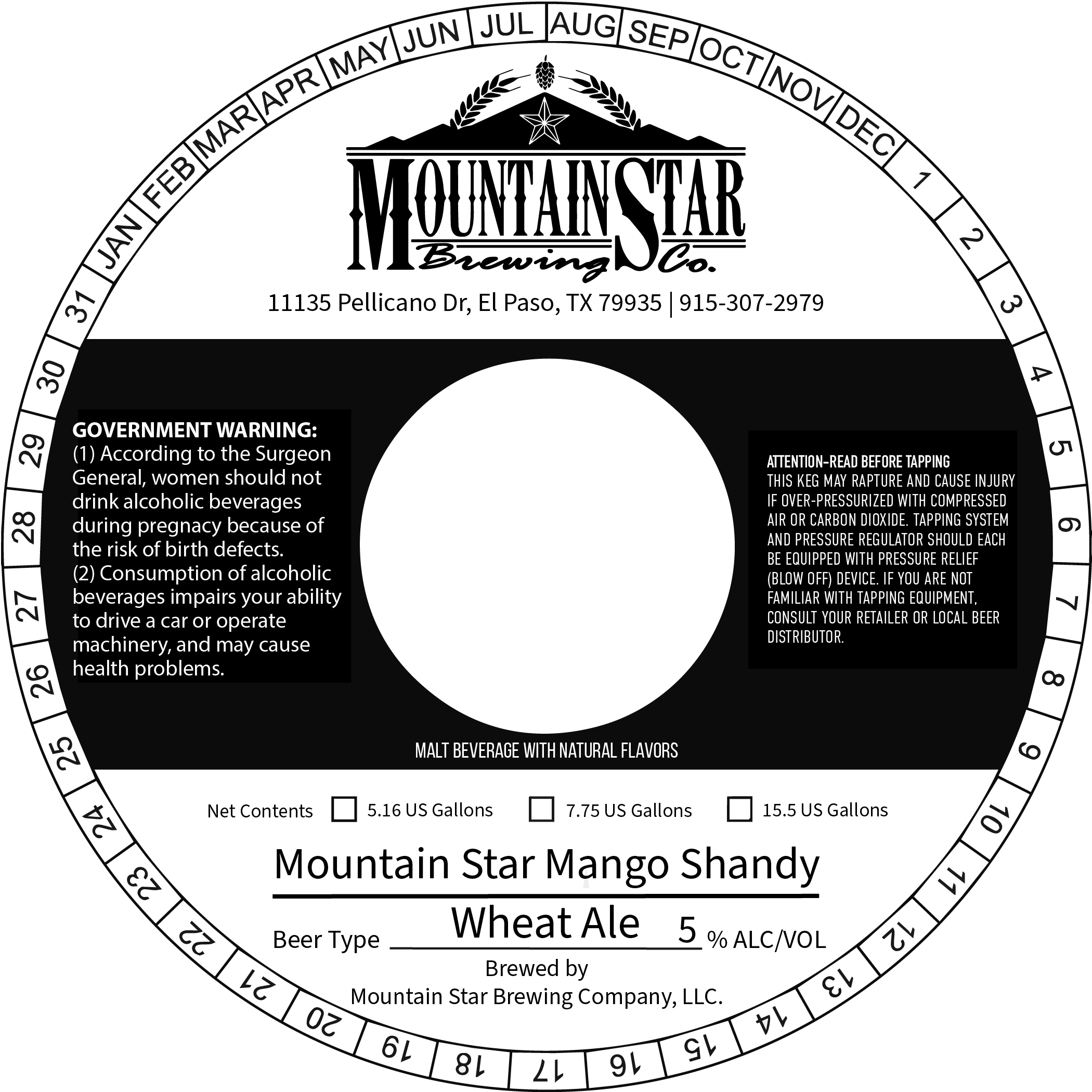 TABC label artwork for Mountain Star Mango Shandy