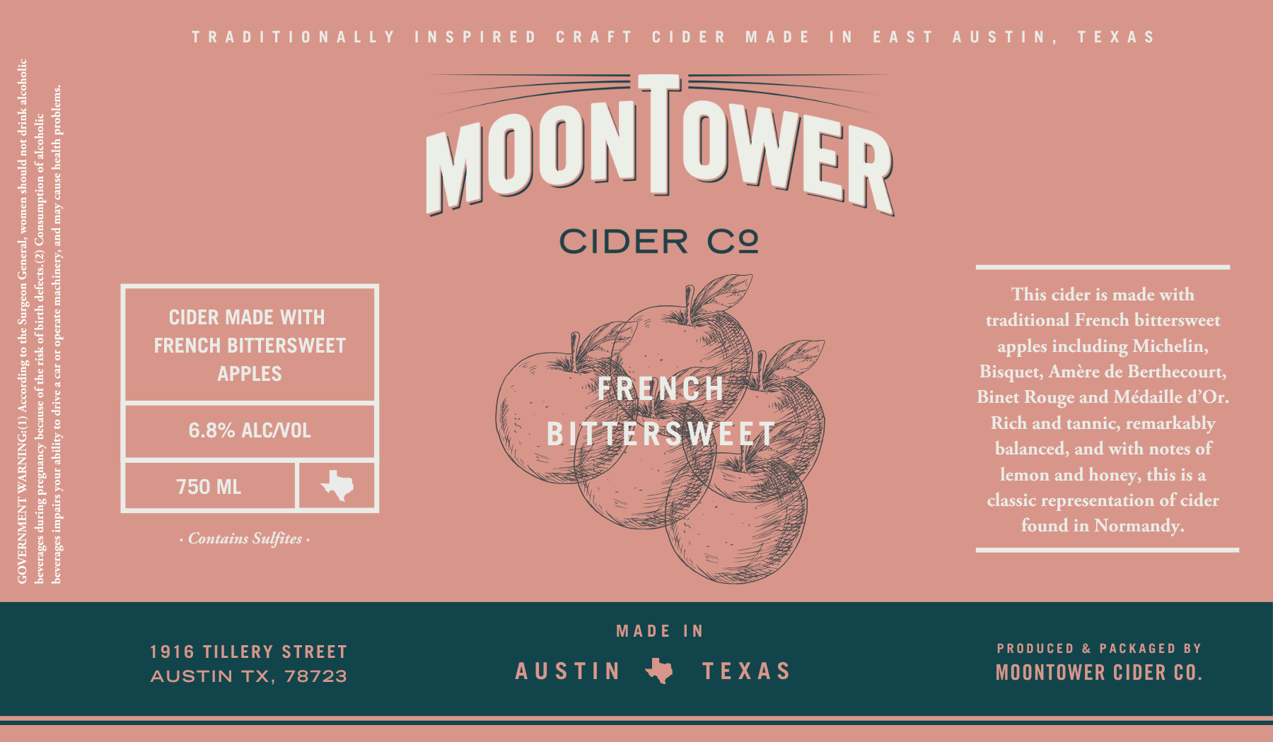 TABC label artwork for Moon Tower Cider French Bittersweet