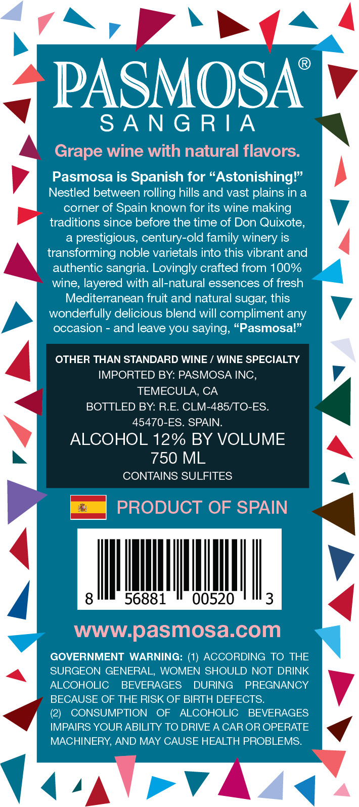 TABC label artwork for Pasmosa Tinto