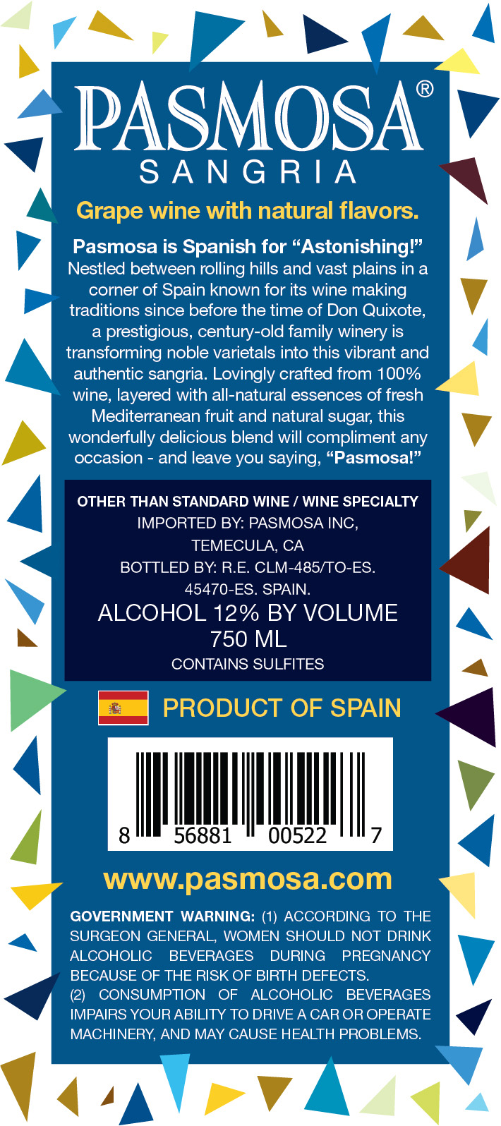 TABC label artwork for Pasmosa Rosado 750ml