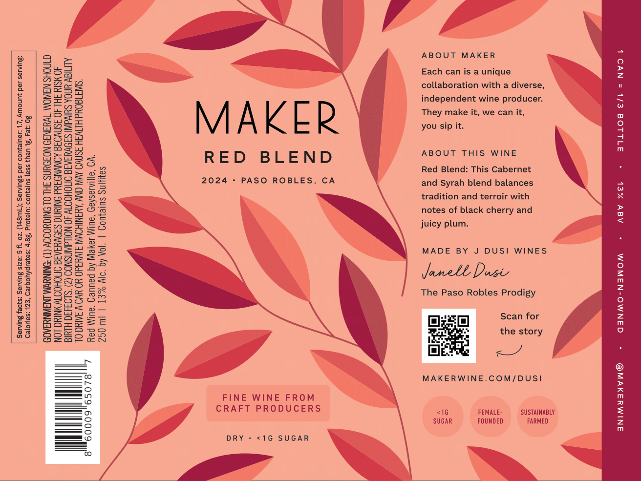 TABC label artwork for Maker Red Blend